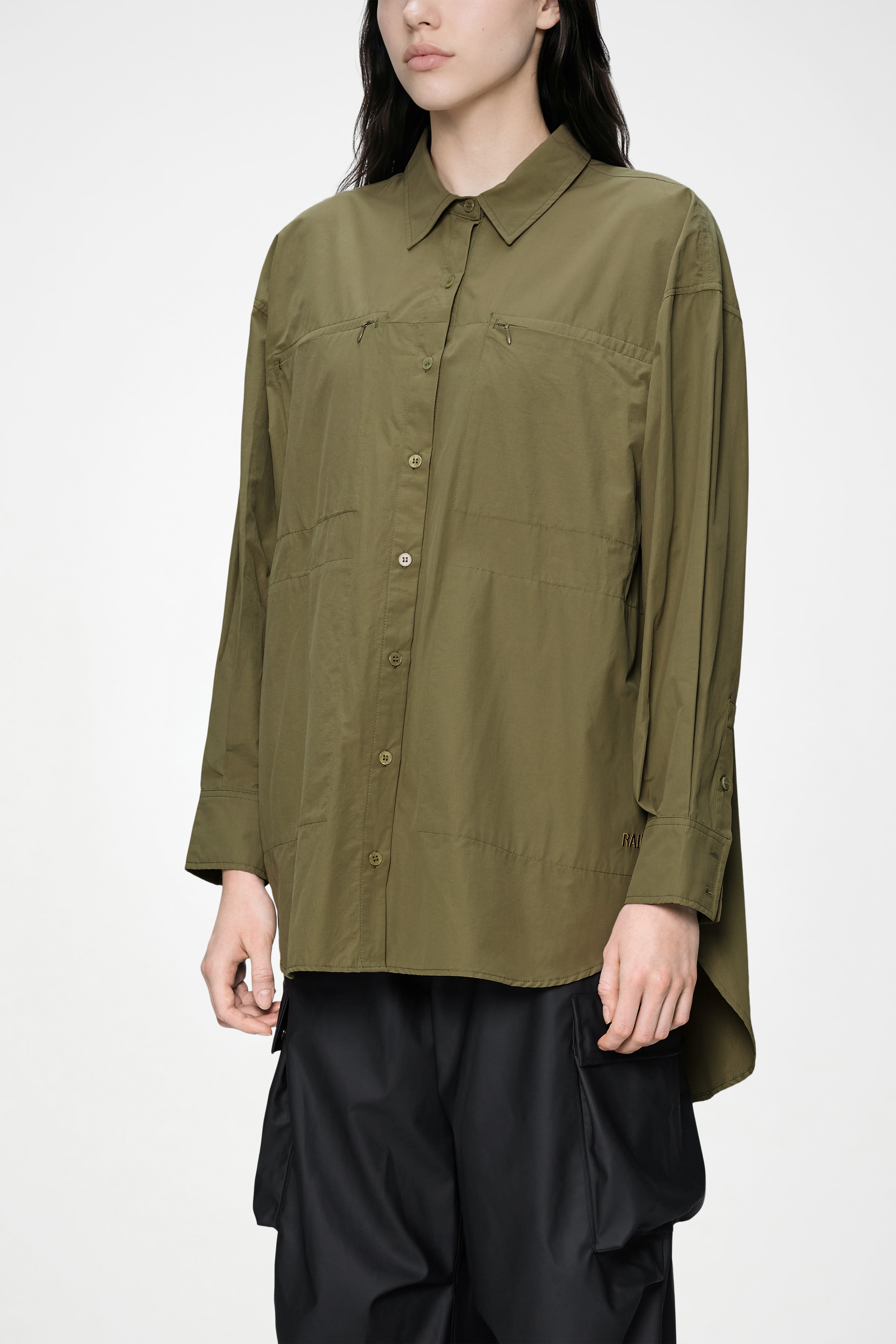 RAINS Light Woven Long Sleeve W Shirt Moss Long Sleeve