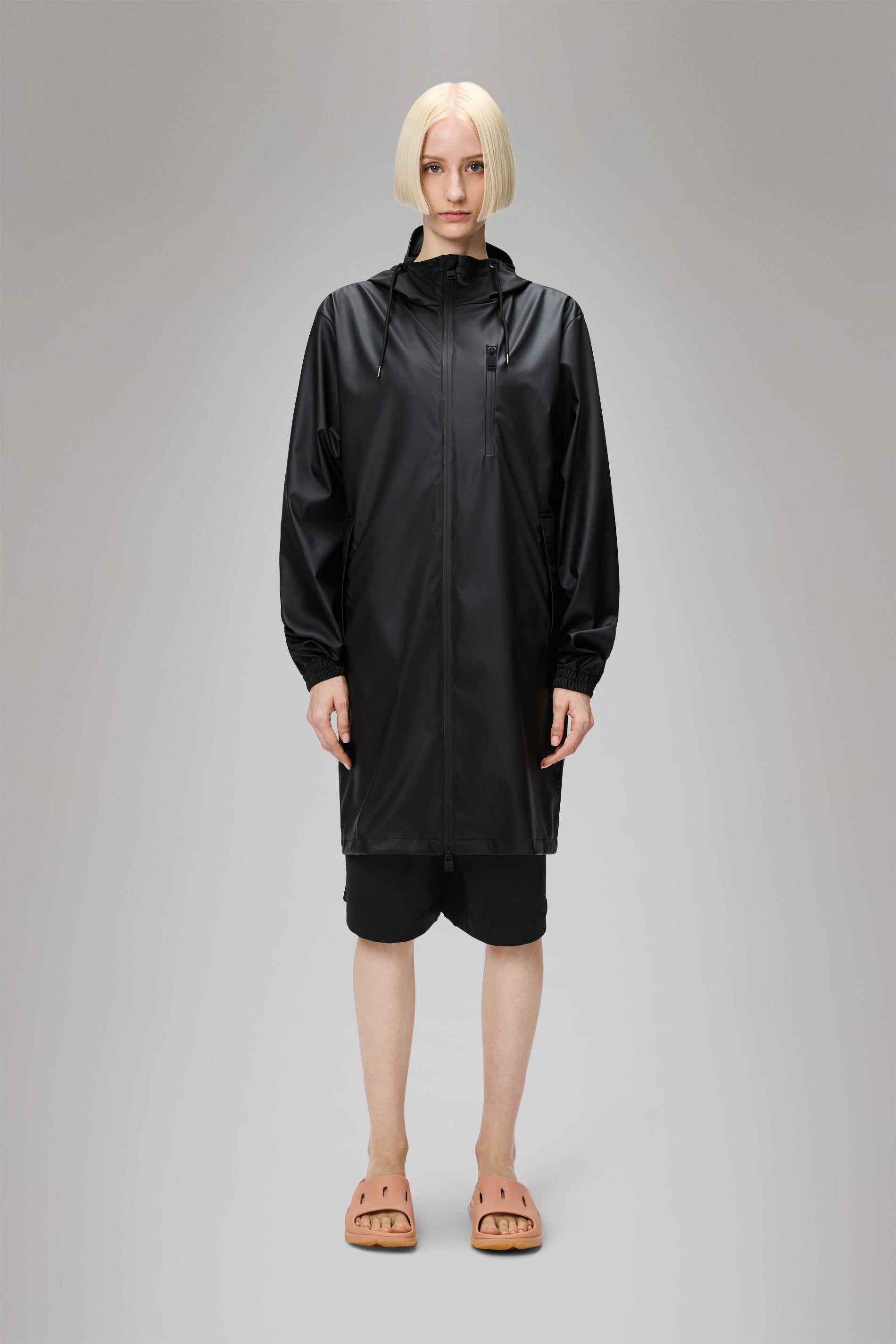 RAINS Long Storm Breaker Black Jacket