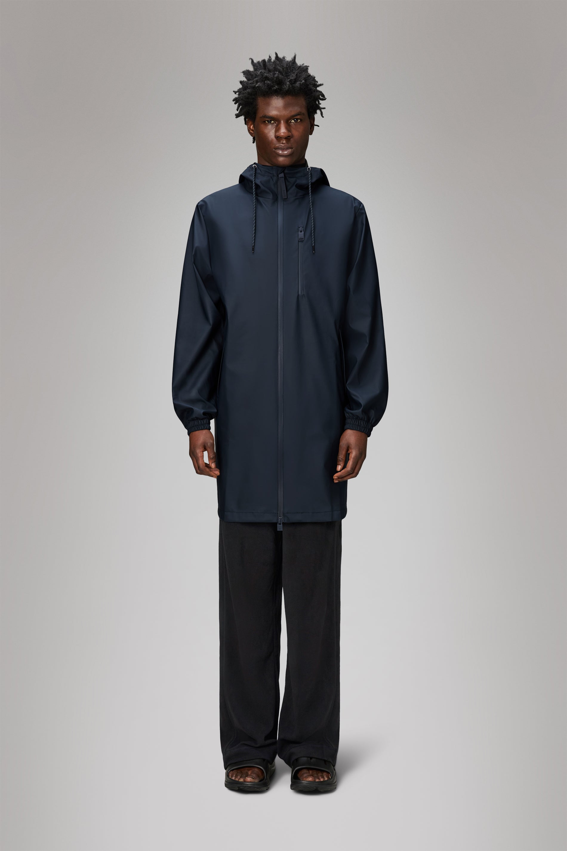 RAINS Long Storm Breaker Navy Jacket