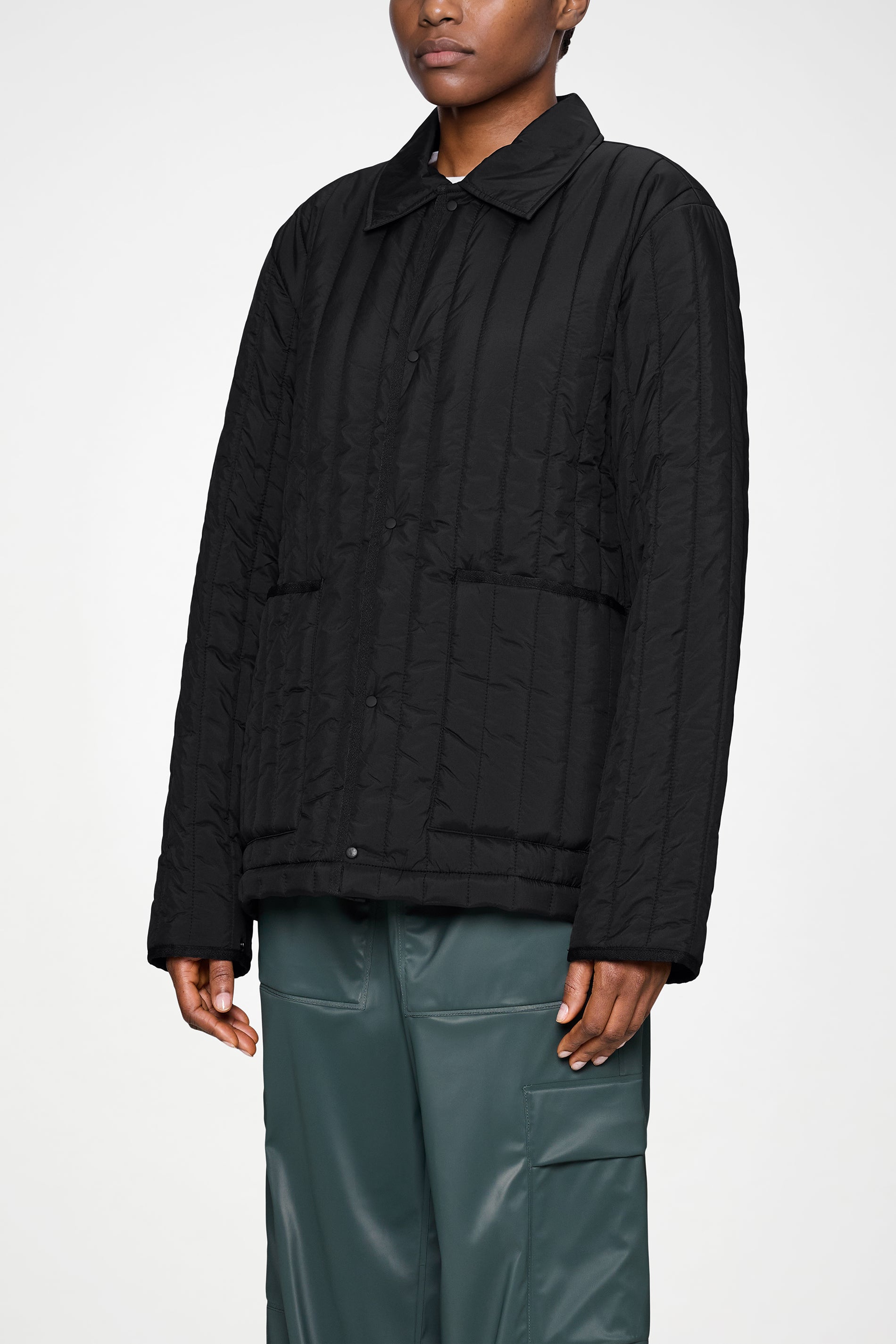 RAINS Banja Liner Overshirt Black Long Sleeve