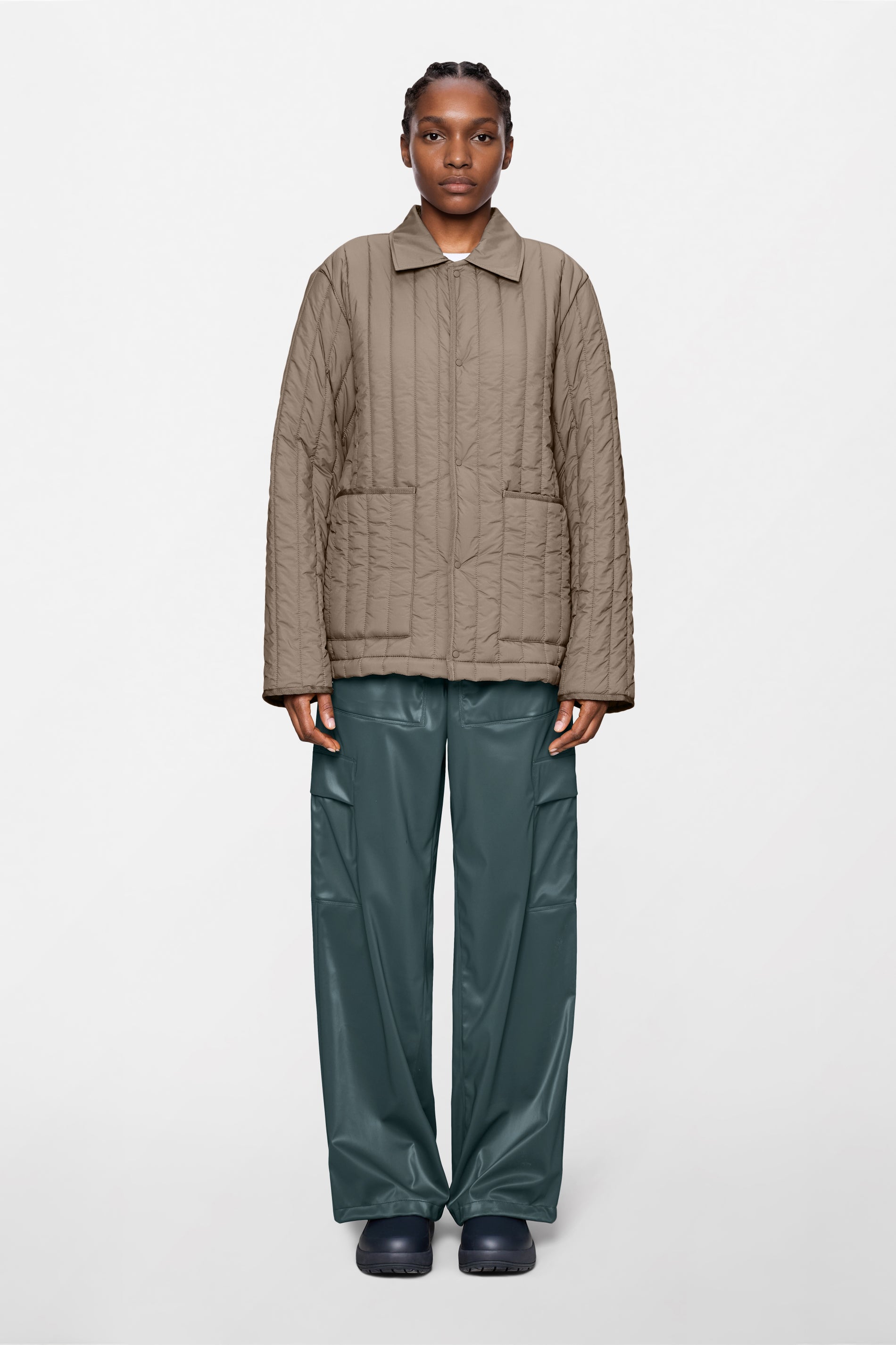 RAINS Banja Liner Overshirt Cinder Long Sleeve