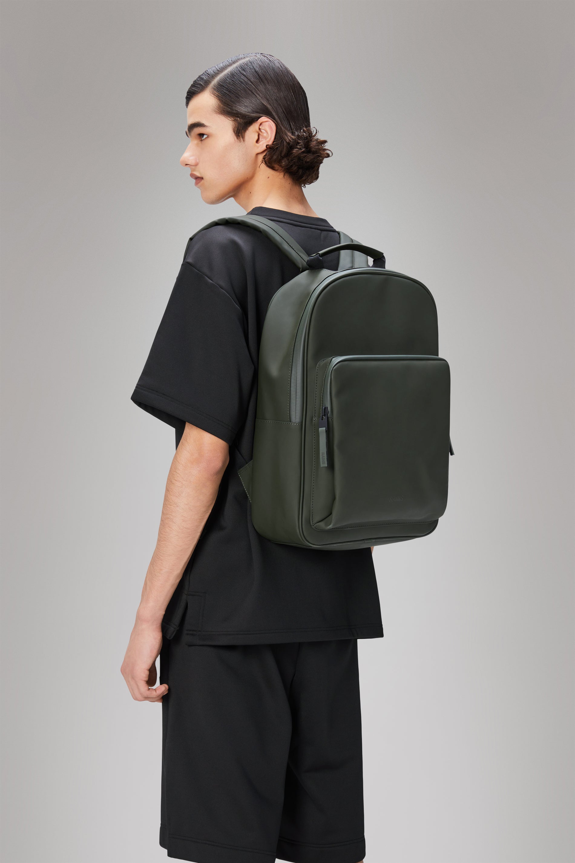 RAINS Book Daypack Large Green Backpack