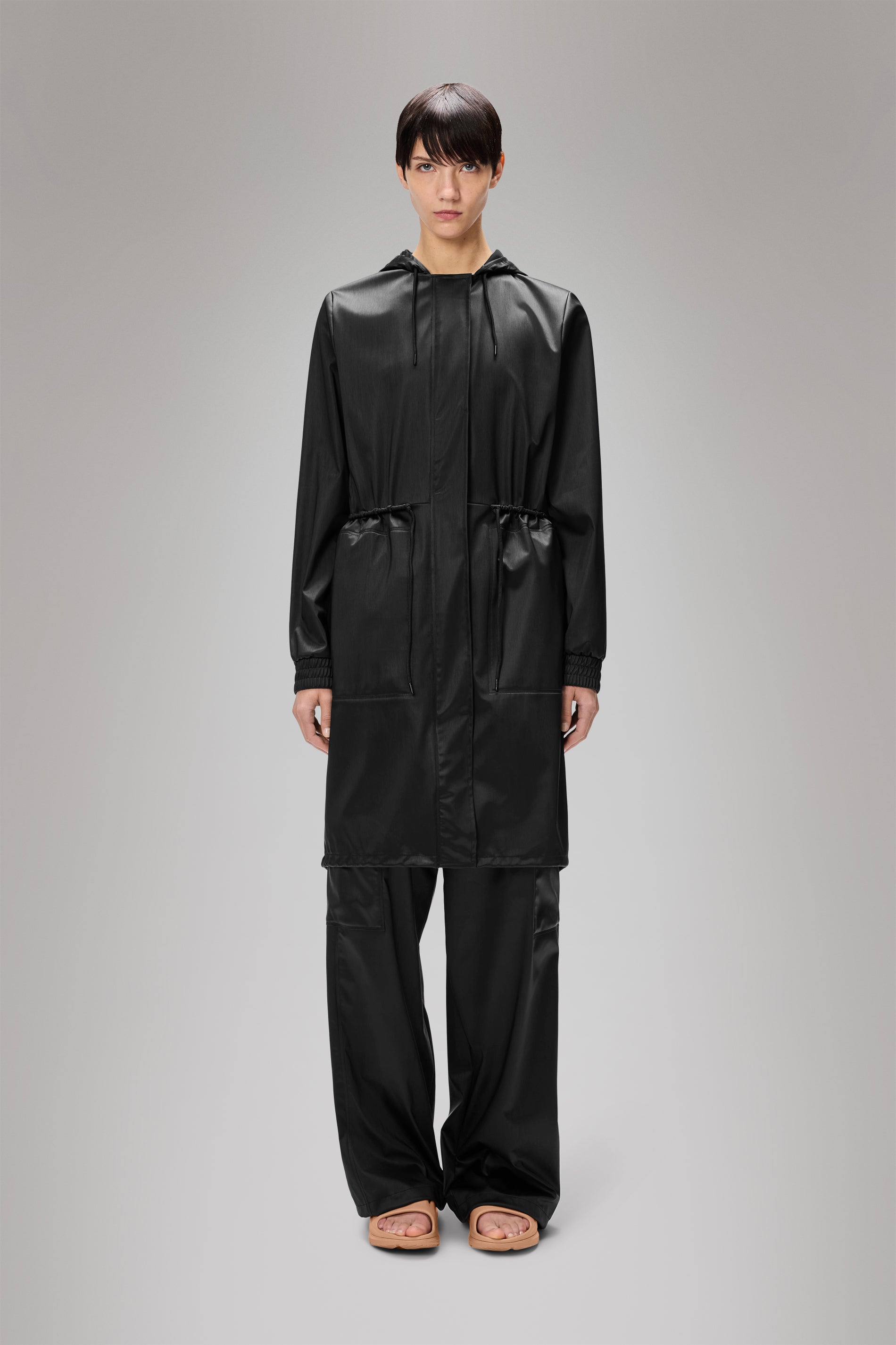RAINS String W Parka Black Grain Jacket
