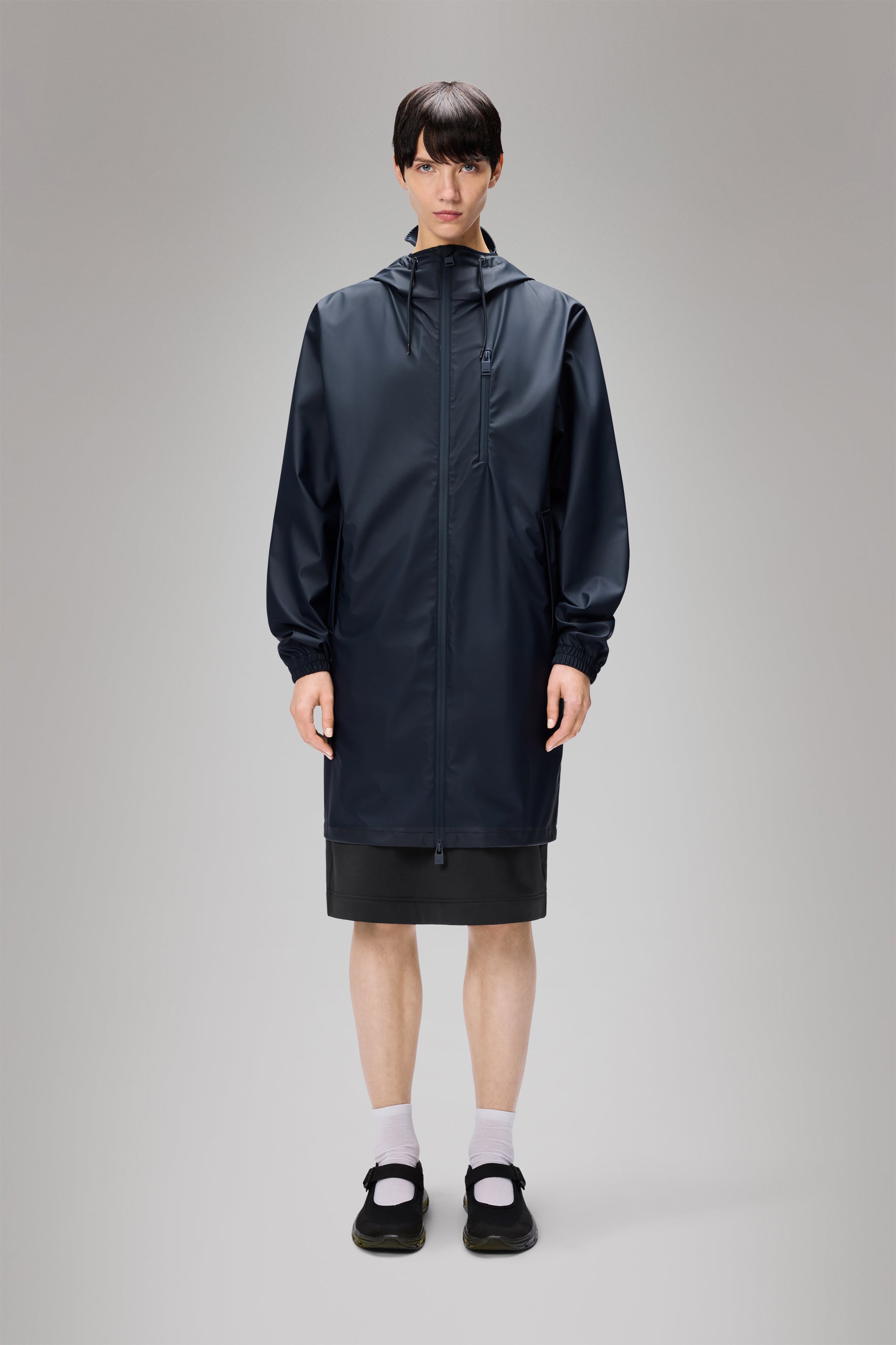 RAINS Long Storm Breaker Navy Jacket