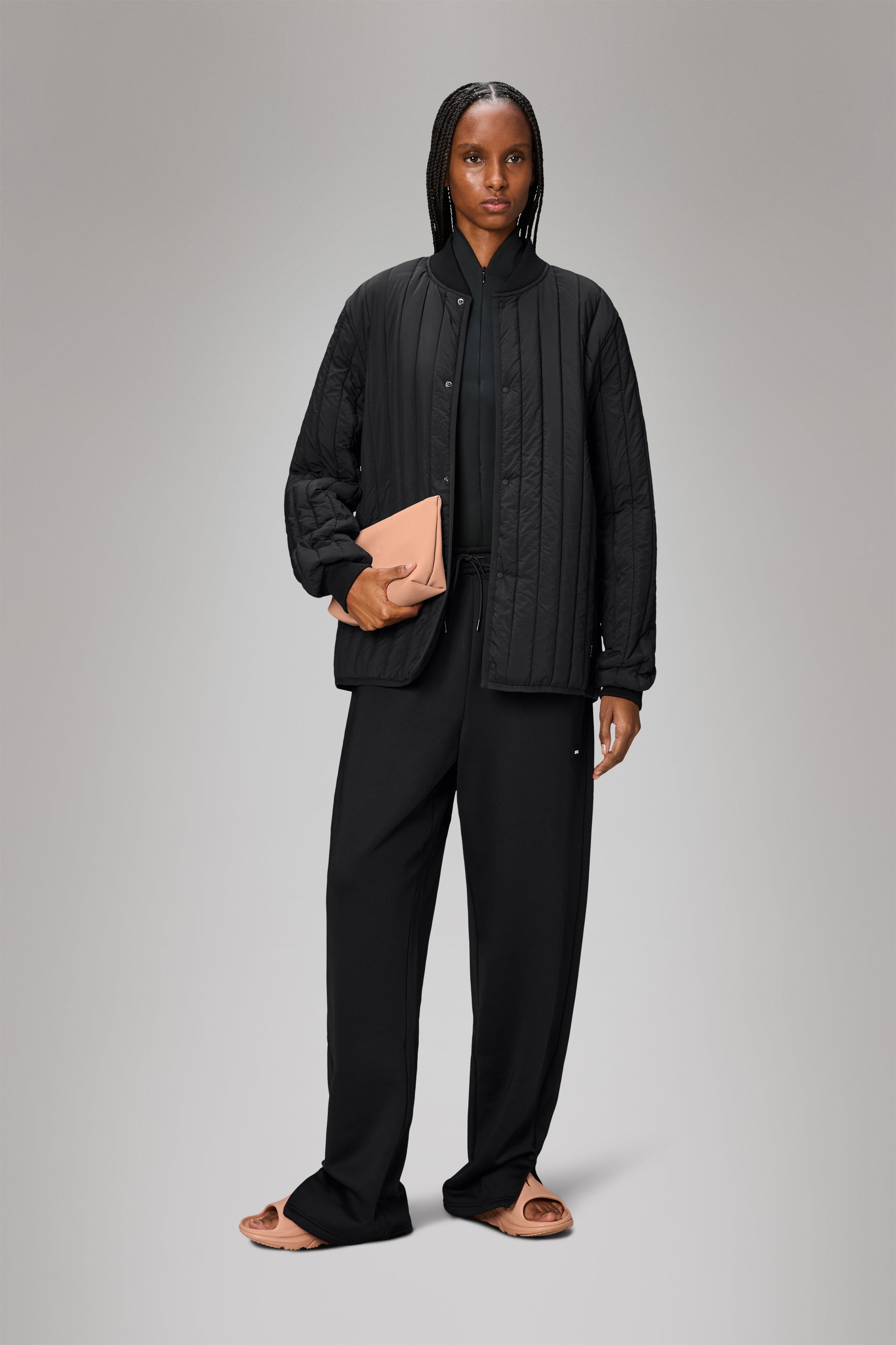 RAINS Banja Liner Bomber Jacket Black Overshirt