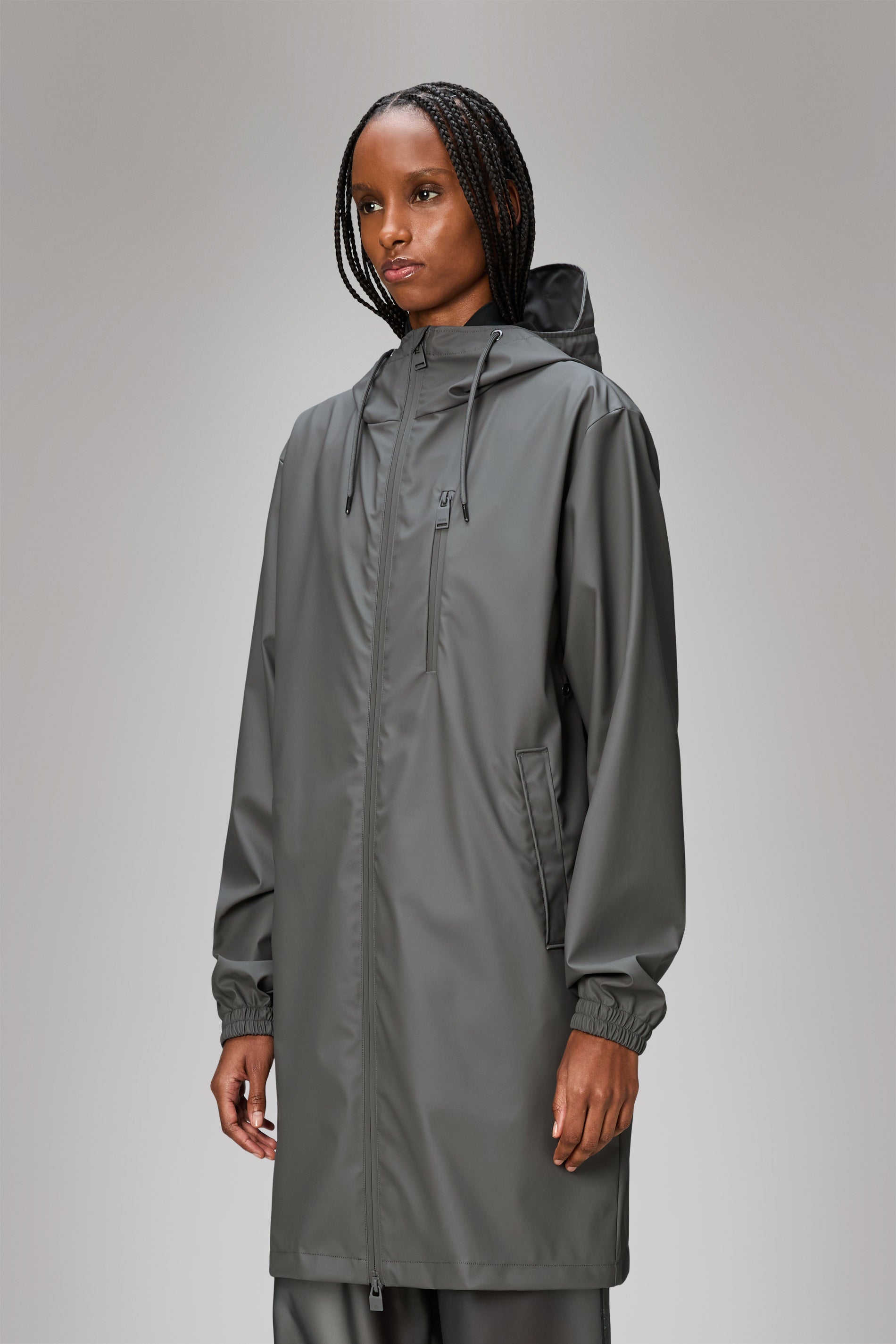 RAINS Long Storm Breaker Grey Jacket