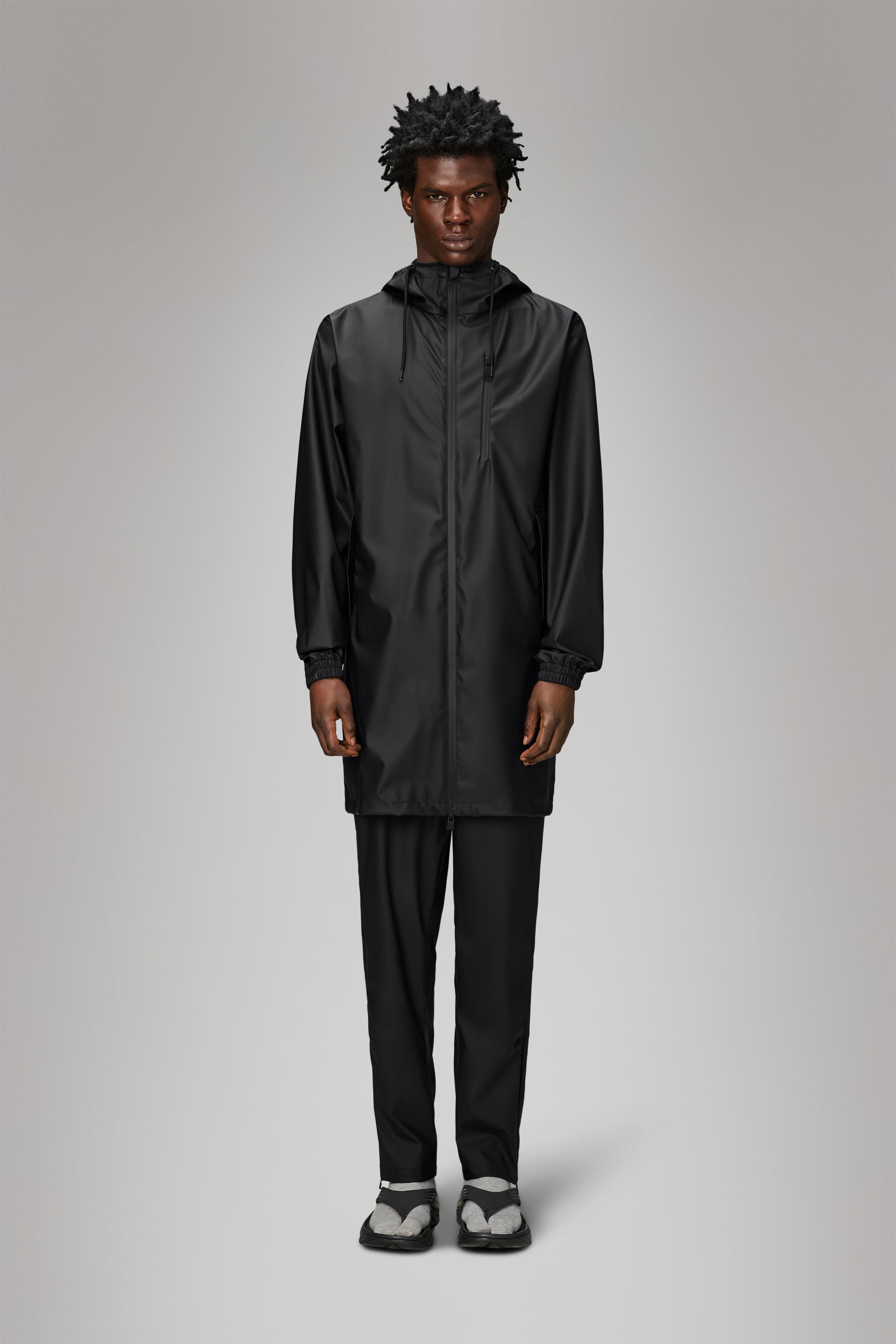 RAINS Long Storm Breaker Black Jacket