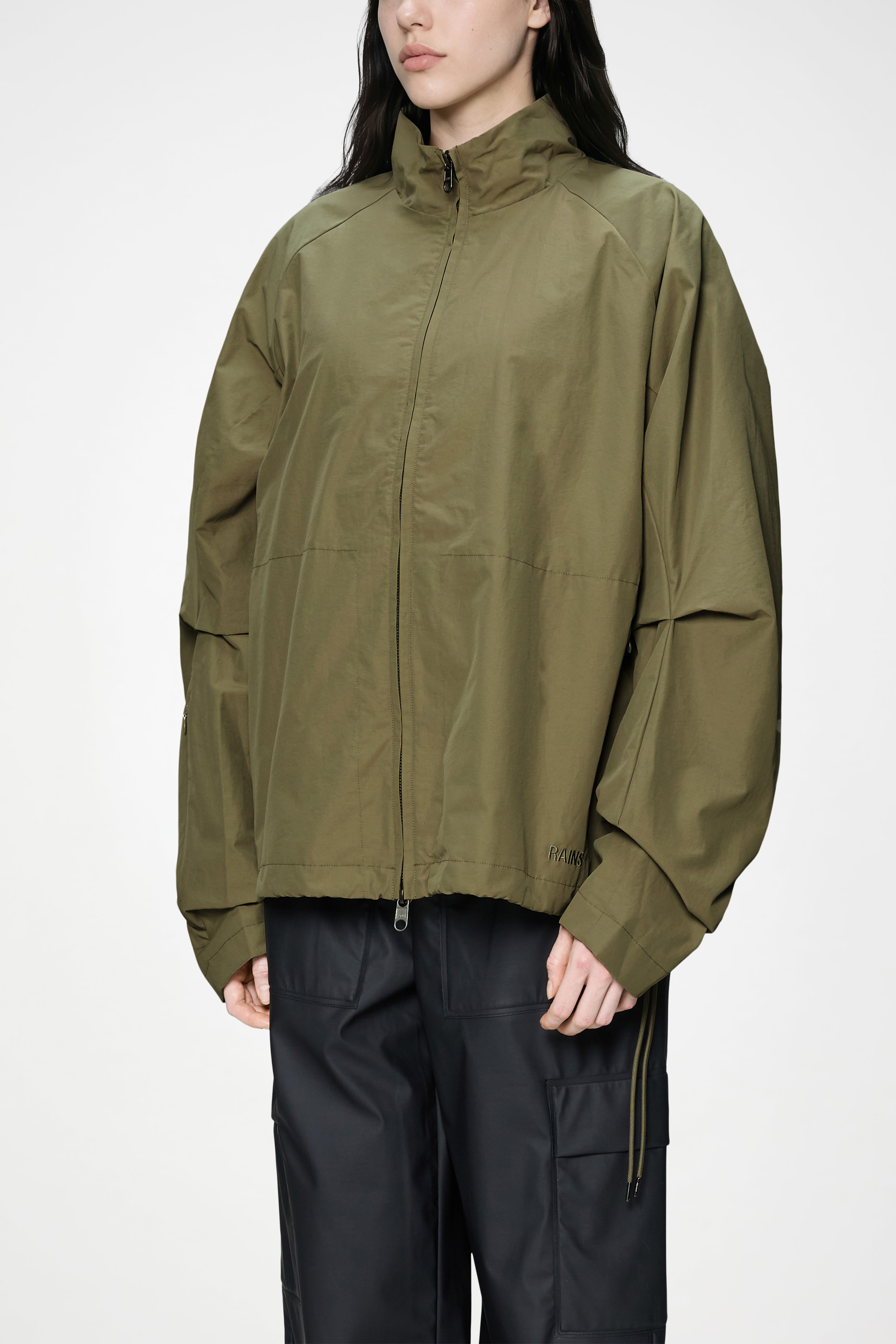 RAINS Light Woven Track Top Moss Jacket
