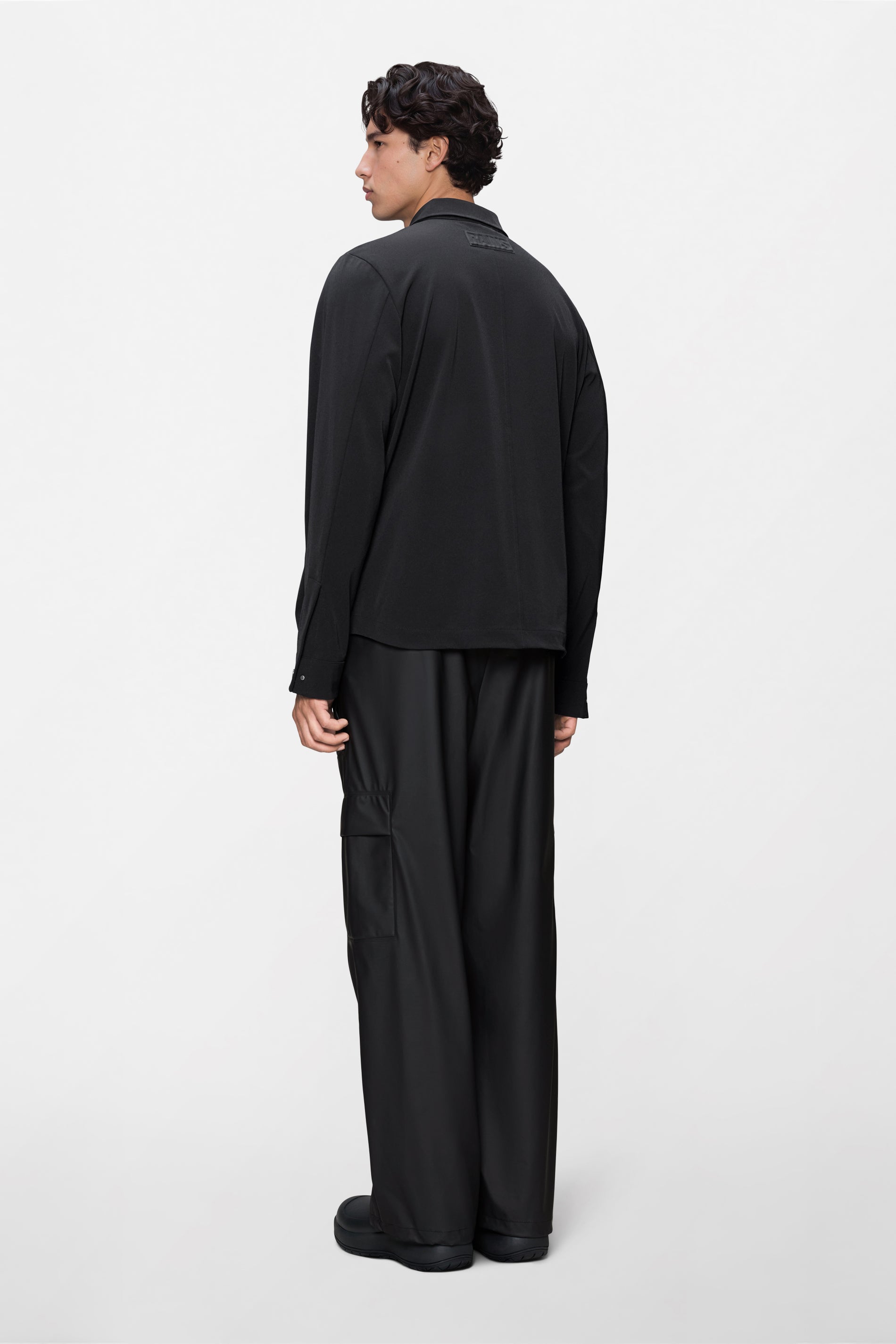 RAINS Tech Woven Overshirt Black Long Sleeve