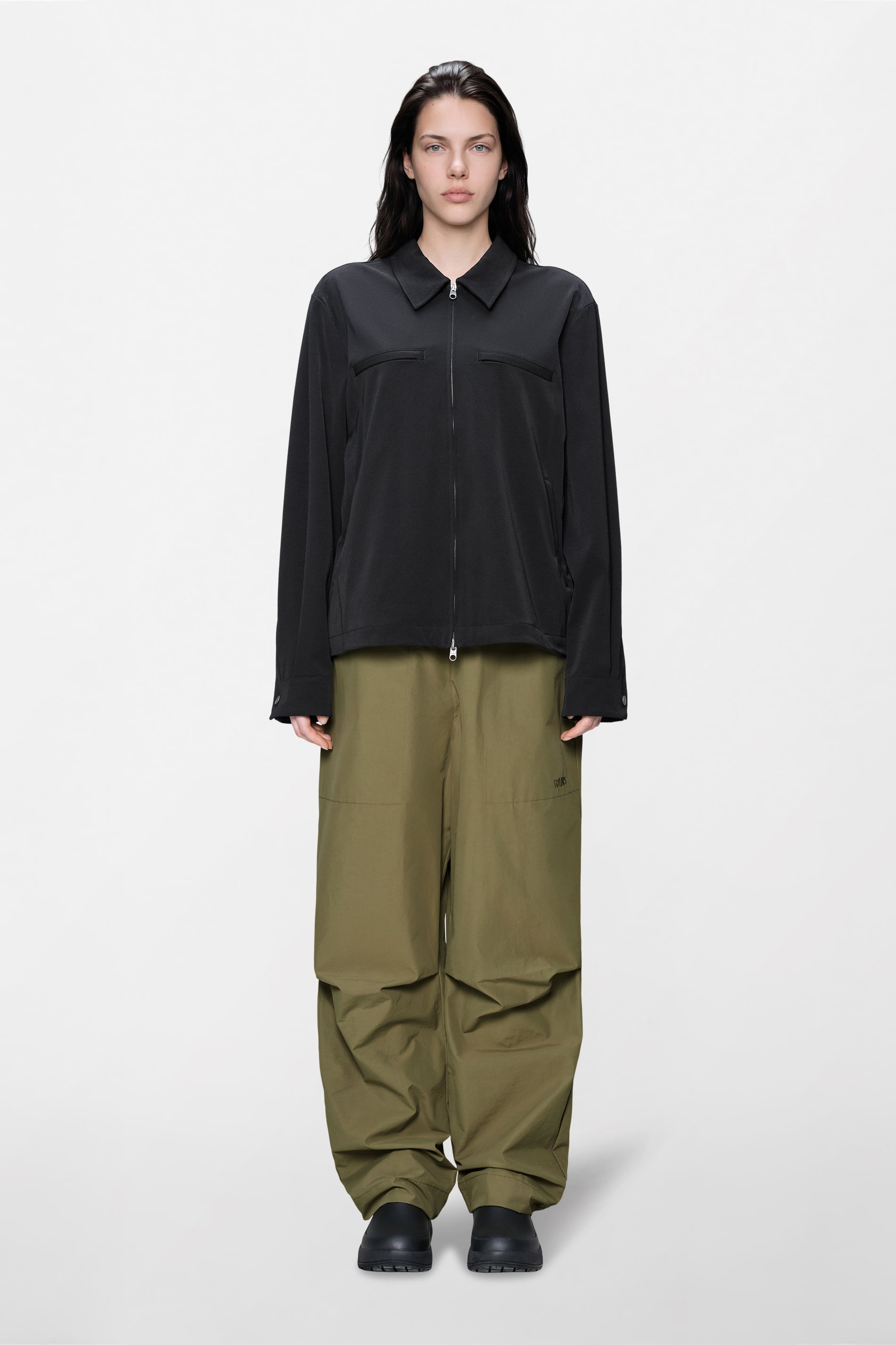 RAINS Tech Woven Overshirt Black Long Sleeve