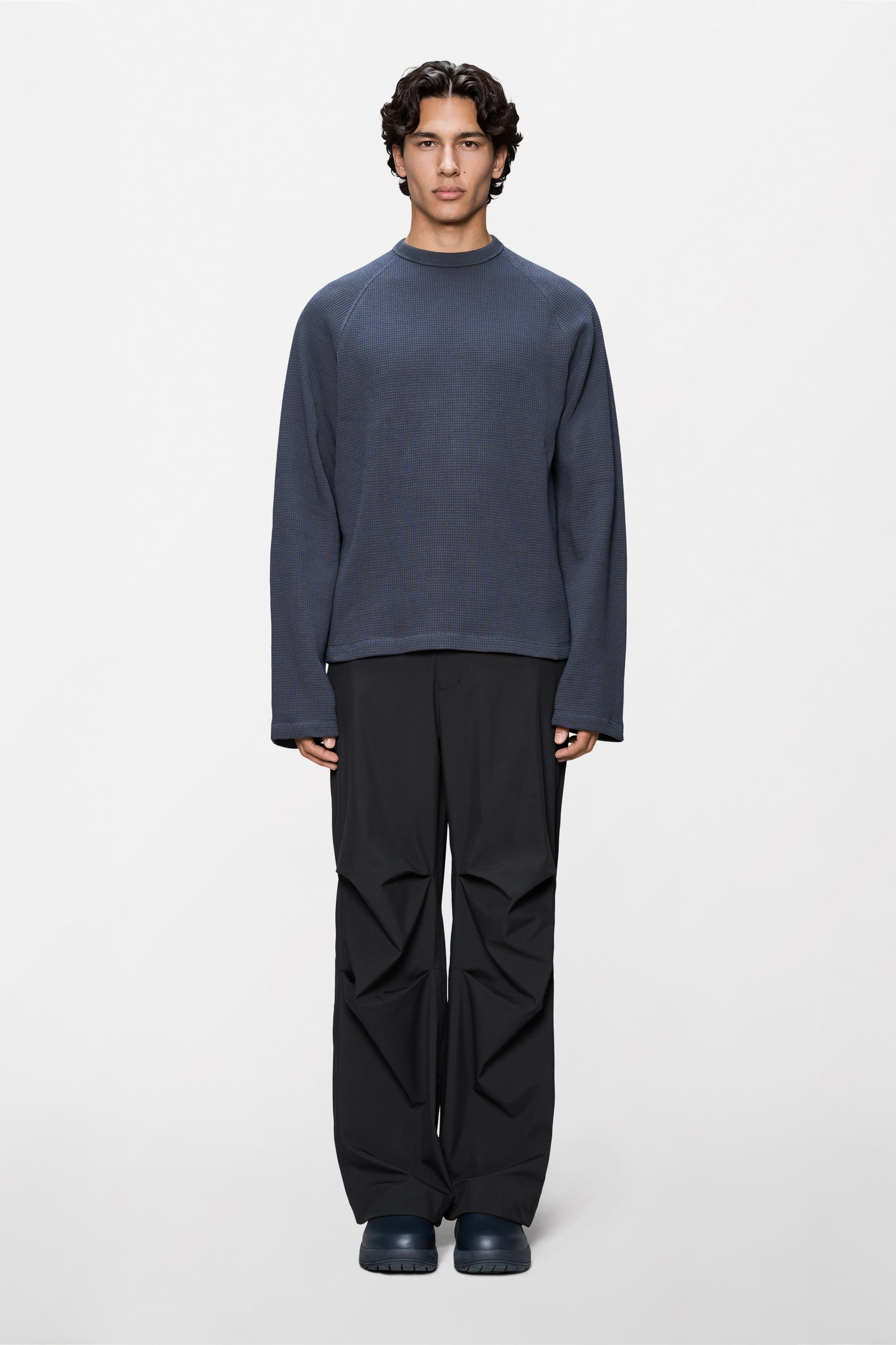RAINS Waffle Long Sleeve T-Shirt Rains Navy Long Sleeve