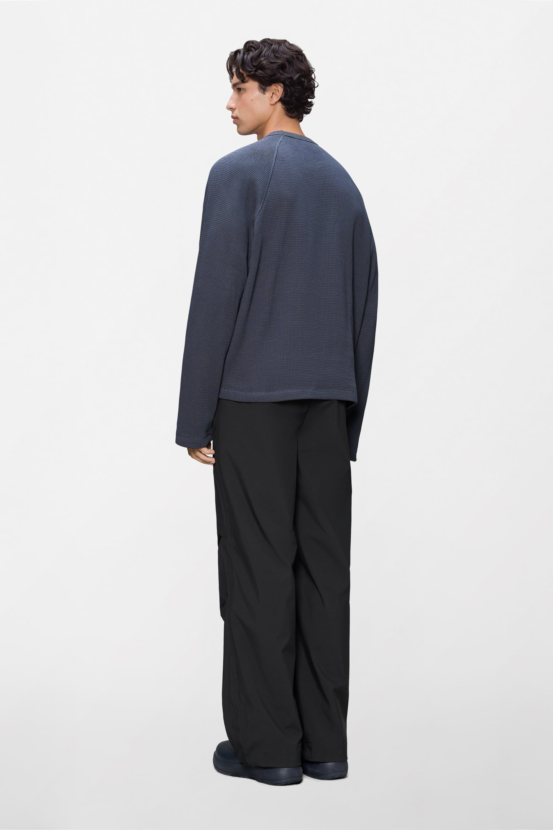 RAINS Waffle Long Sleeve T-Shirt Rains Navy Long Sleeve
