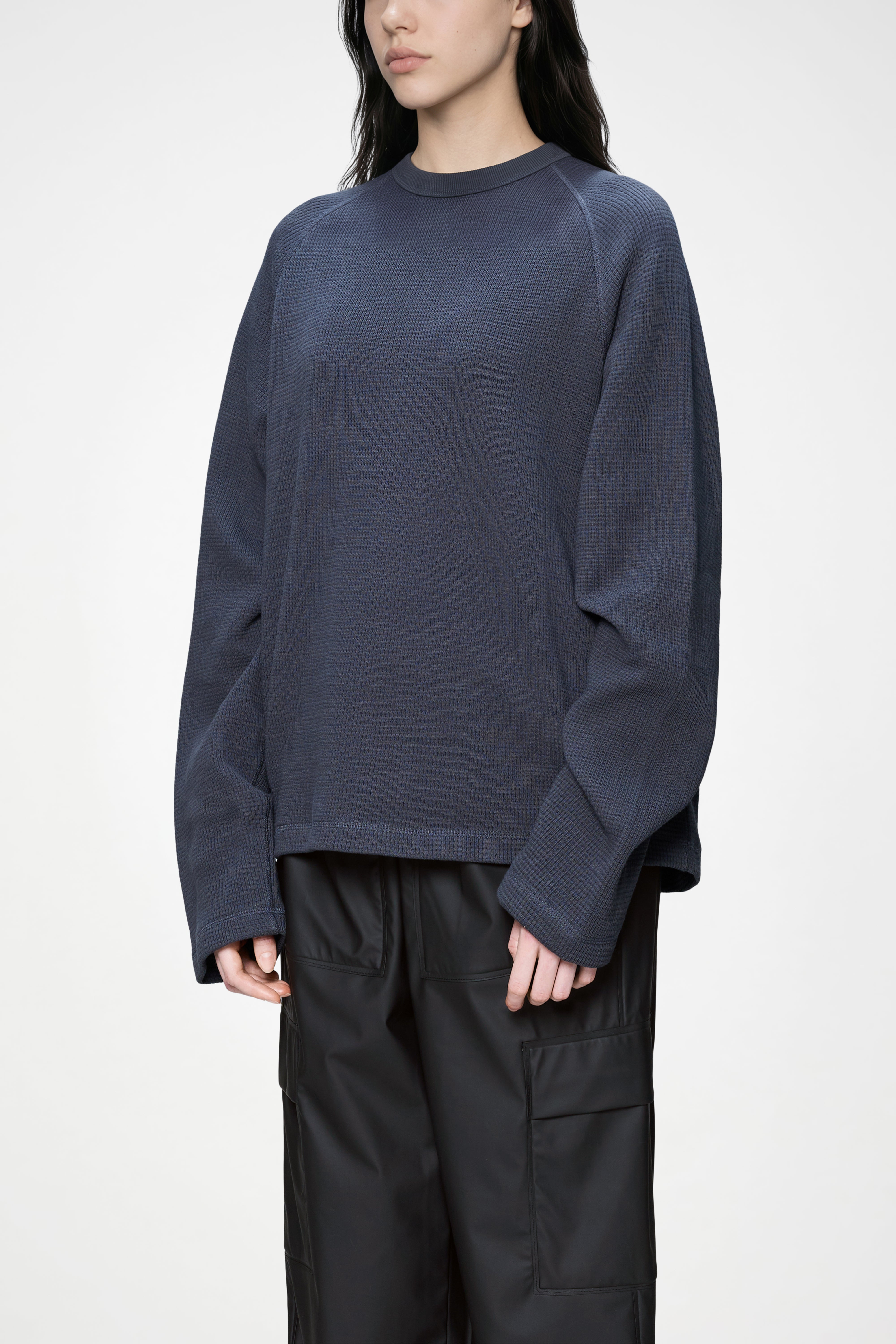RAINS Waffle Long Sleeve T-Shirt Rains Navy Long Sleeve