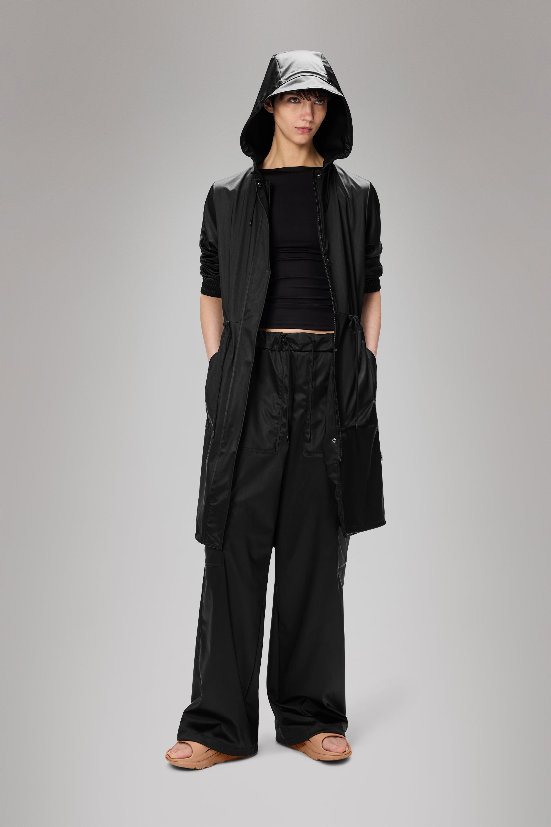 RAINS String W Parka Black Grain Jacket