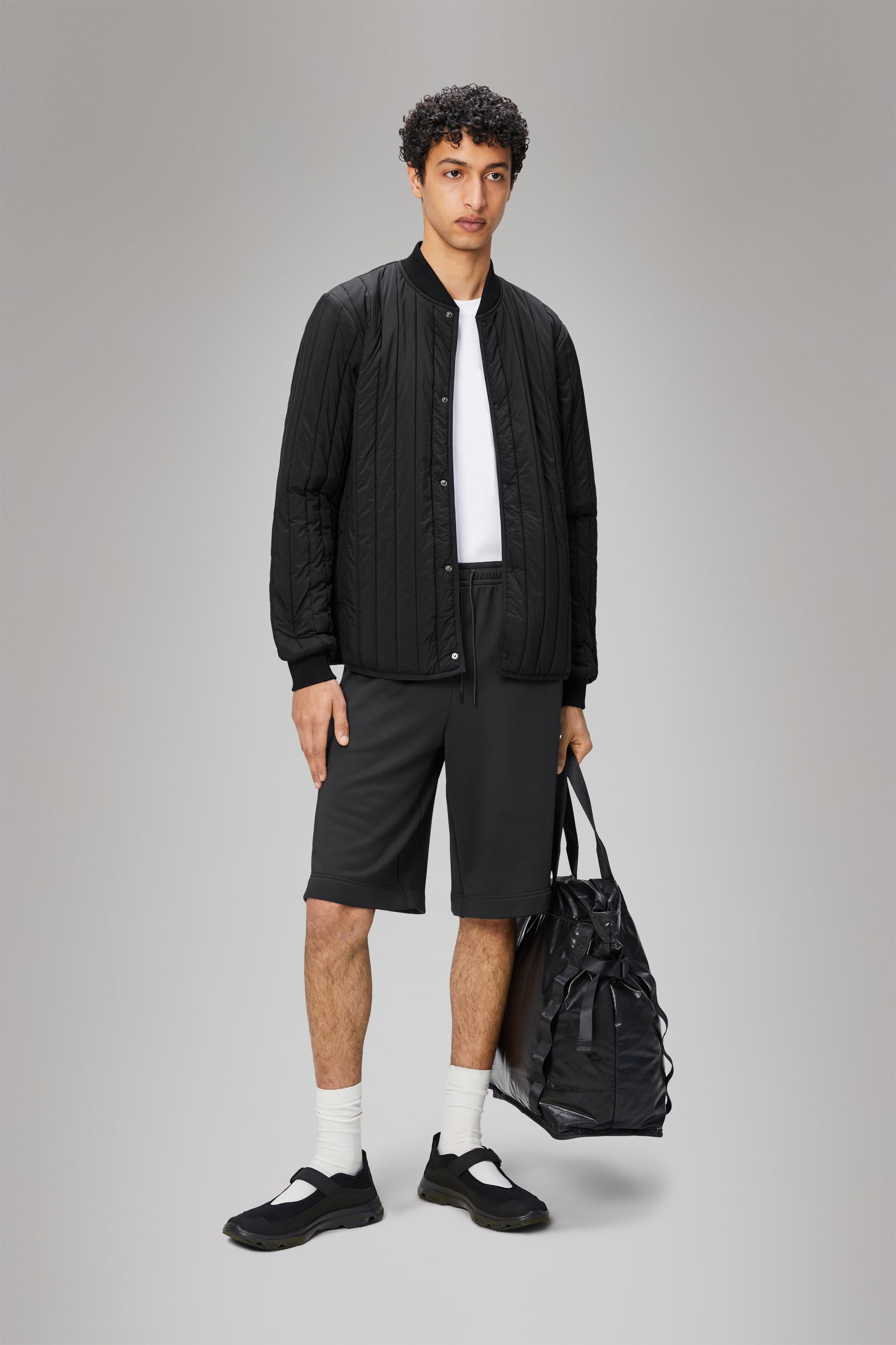 RAINS Banja Liner Bomber Jacket Black Overshirt