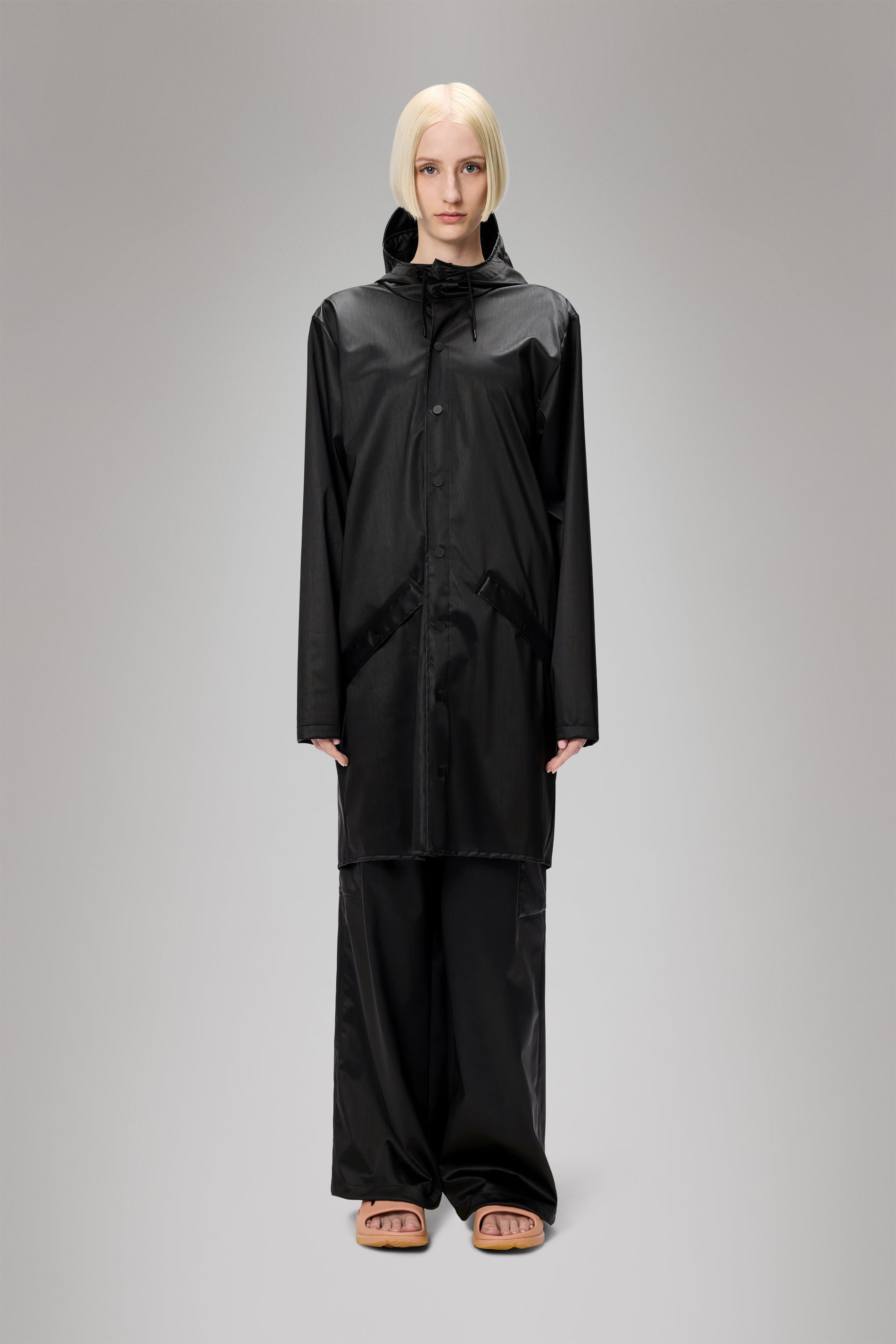 RAINS Long Jacket Black Grain Jacket