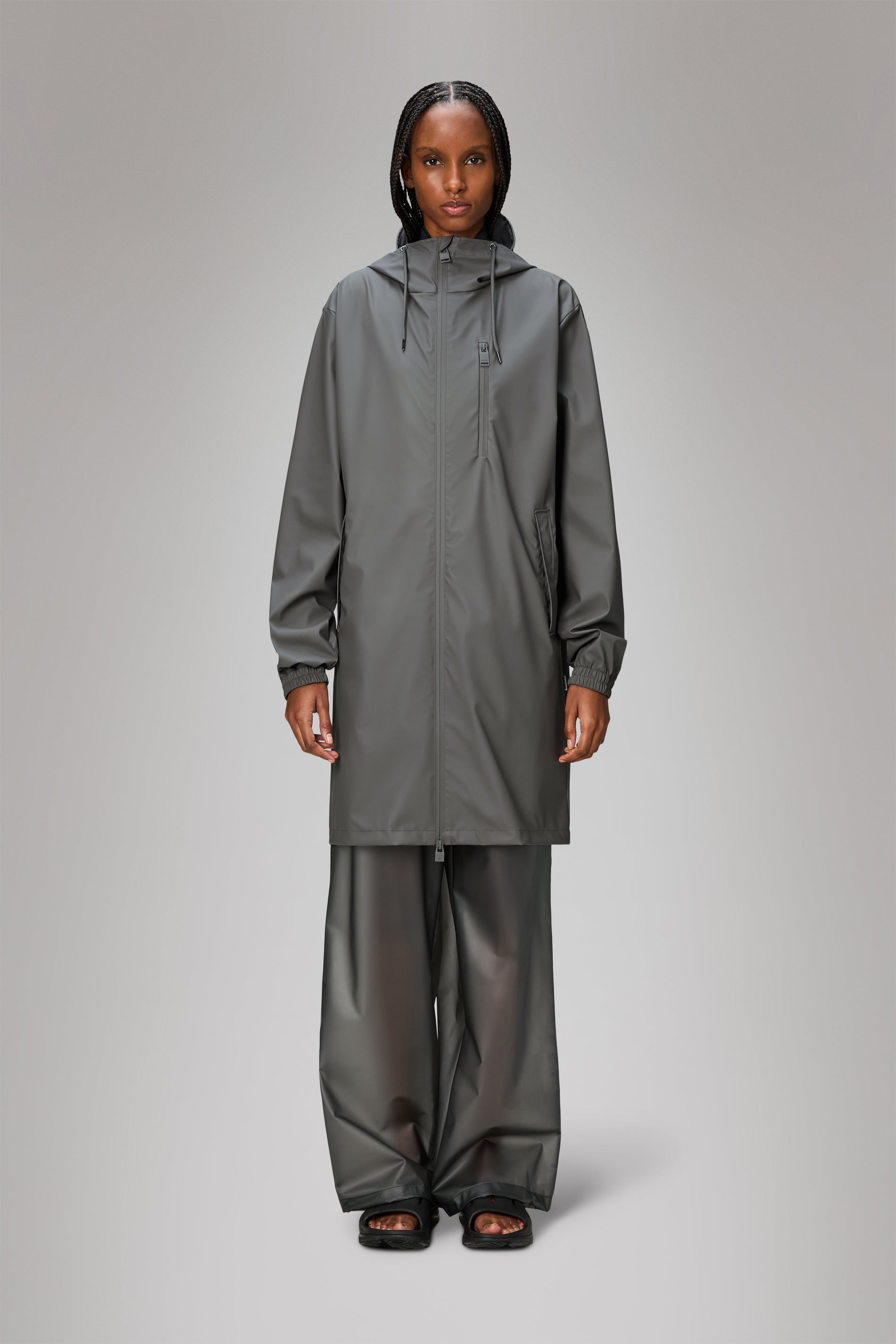 RAINS Long Storm Breaker Grey Jacket