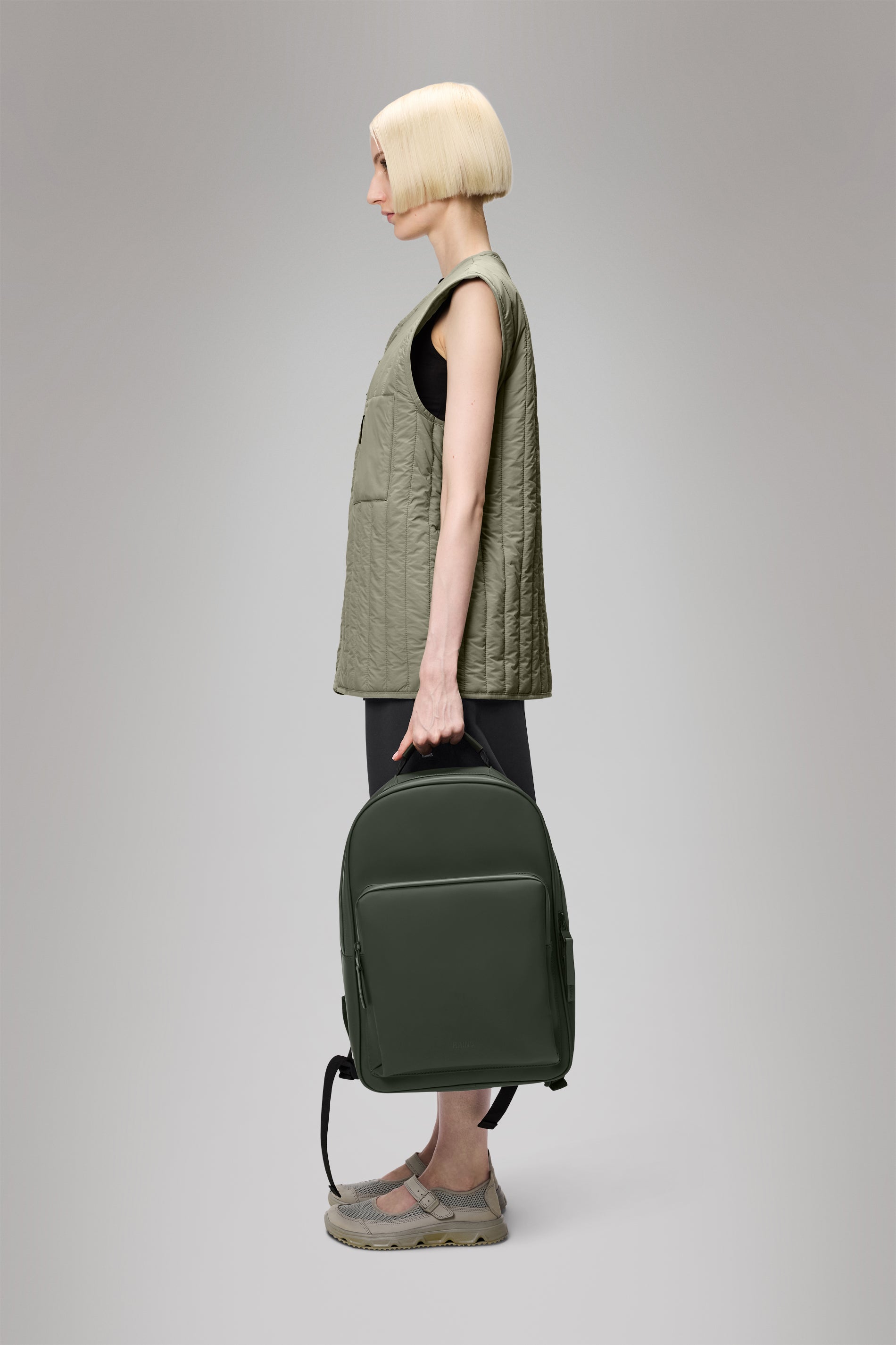 RAINS Book Daypack Large Green Backpack