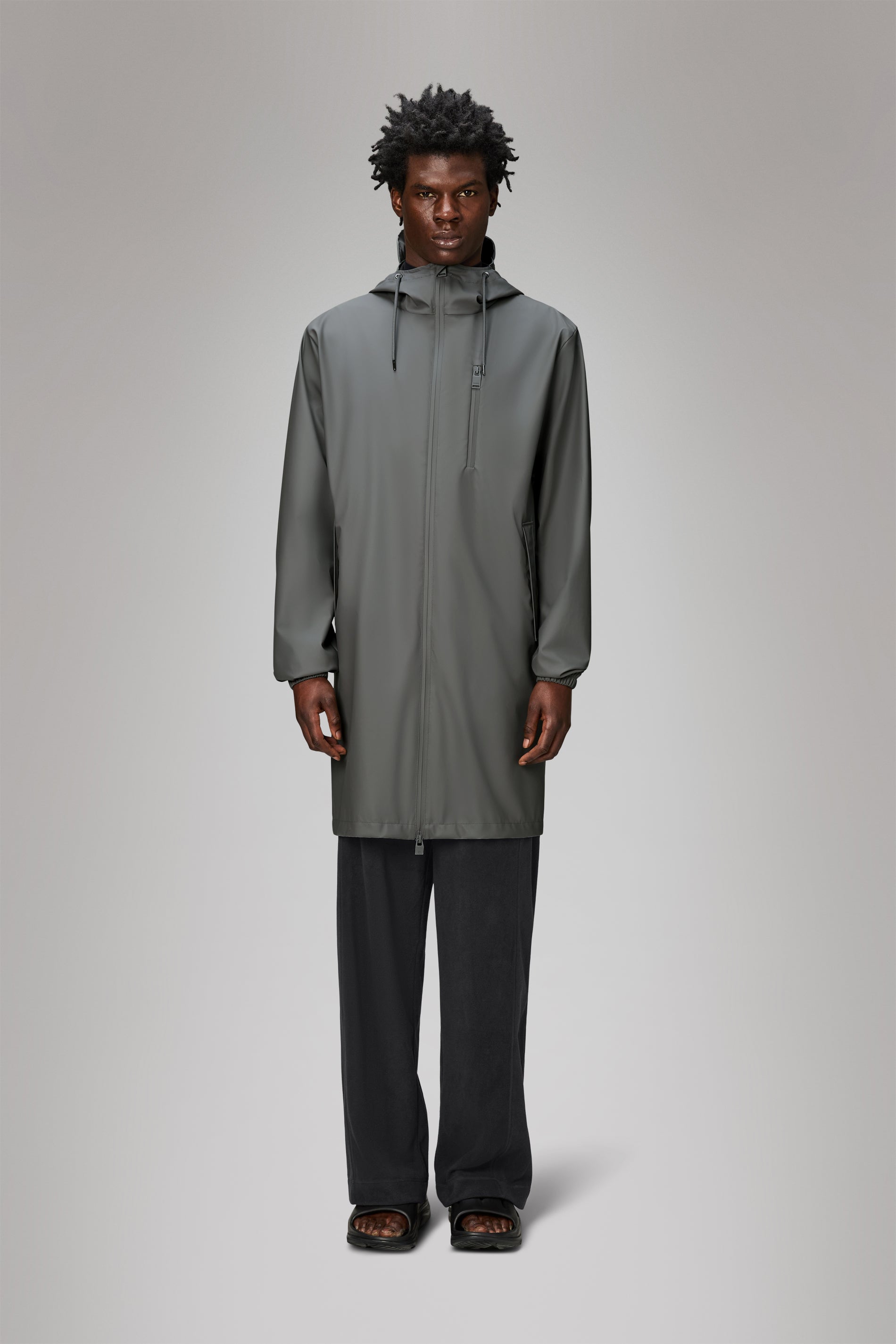 RAINS Long Storm Breaker Grey Jacket