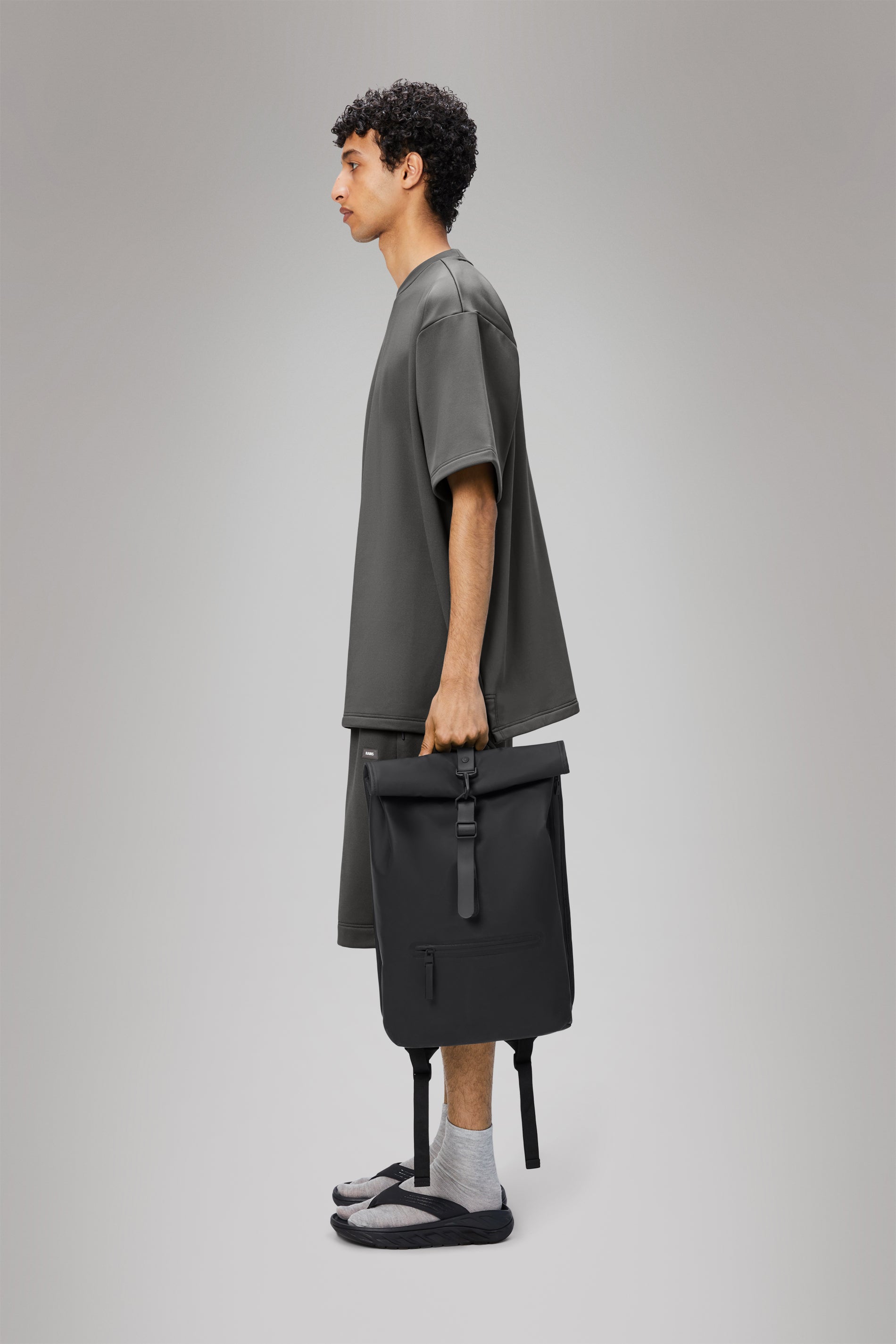 RAINS Rolltop Rucksack Black Backpack