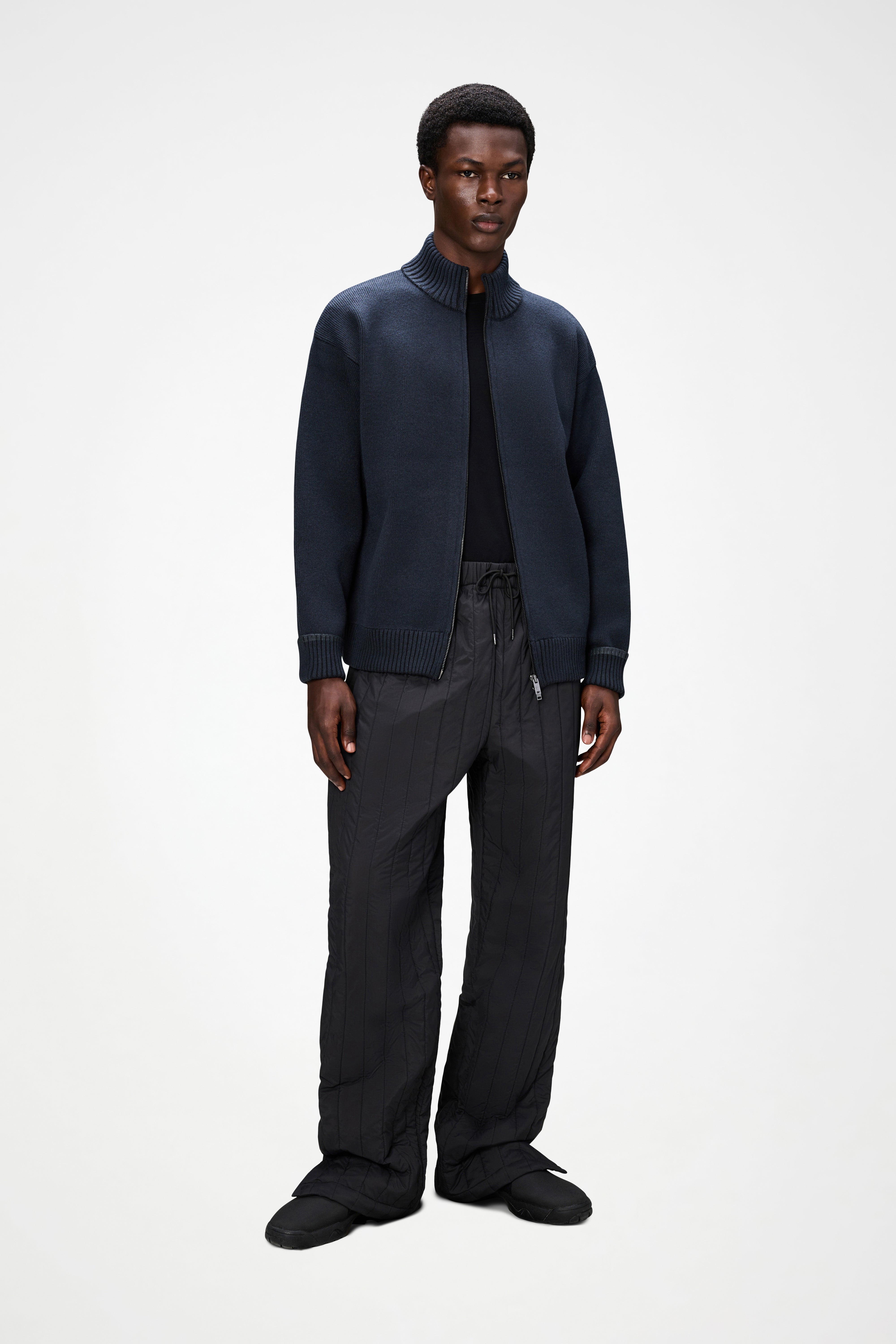 RAINS Sowa Knit Zip Cardigan Navy/Black Long Sleeve