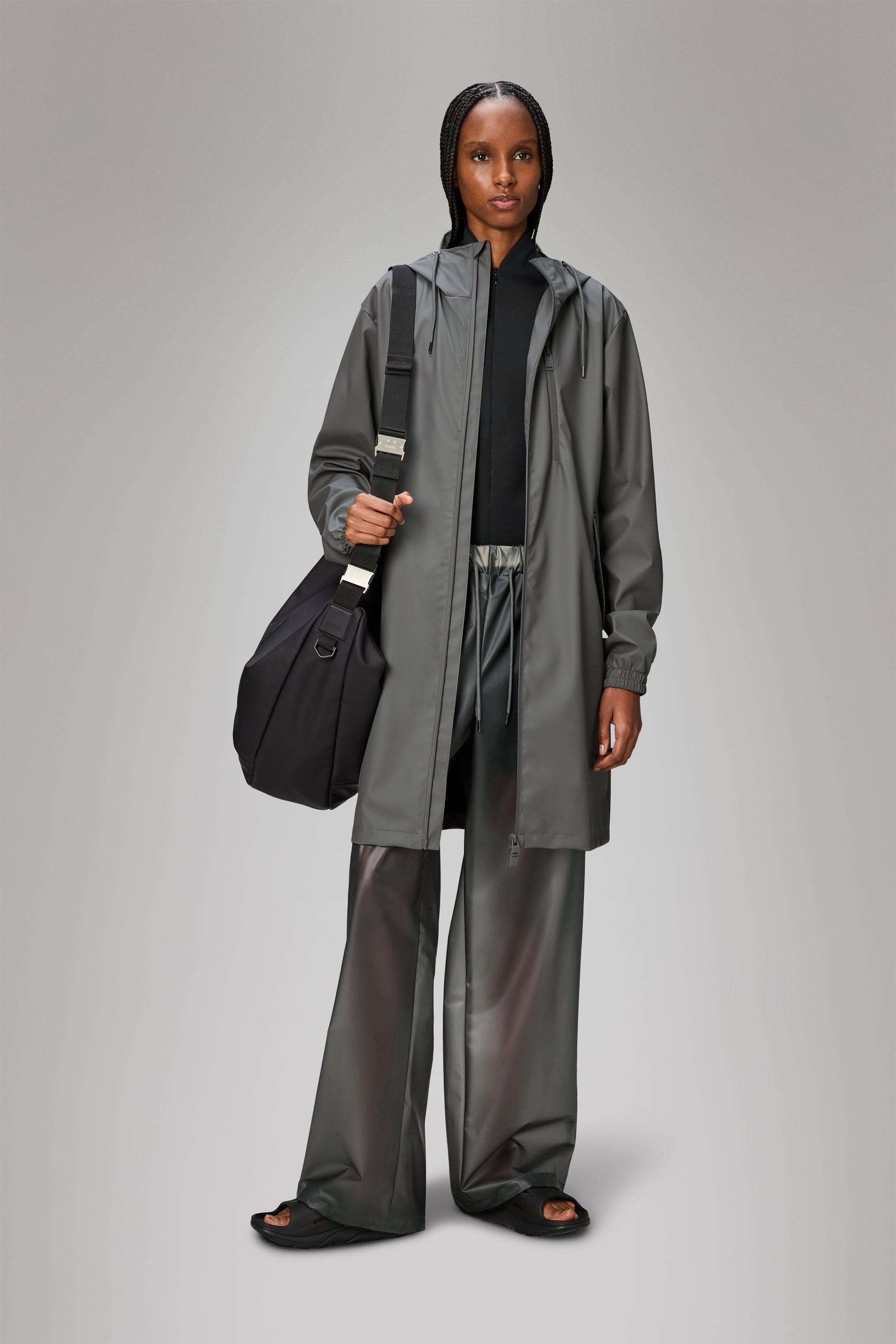 RAINS Long Storm Breaker Grey Jacket