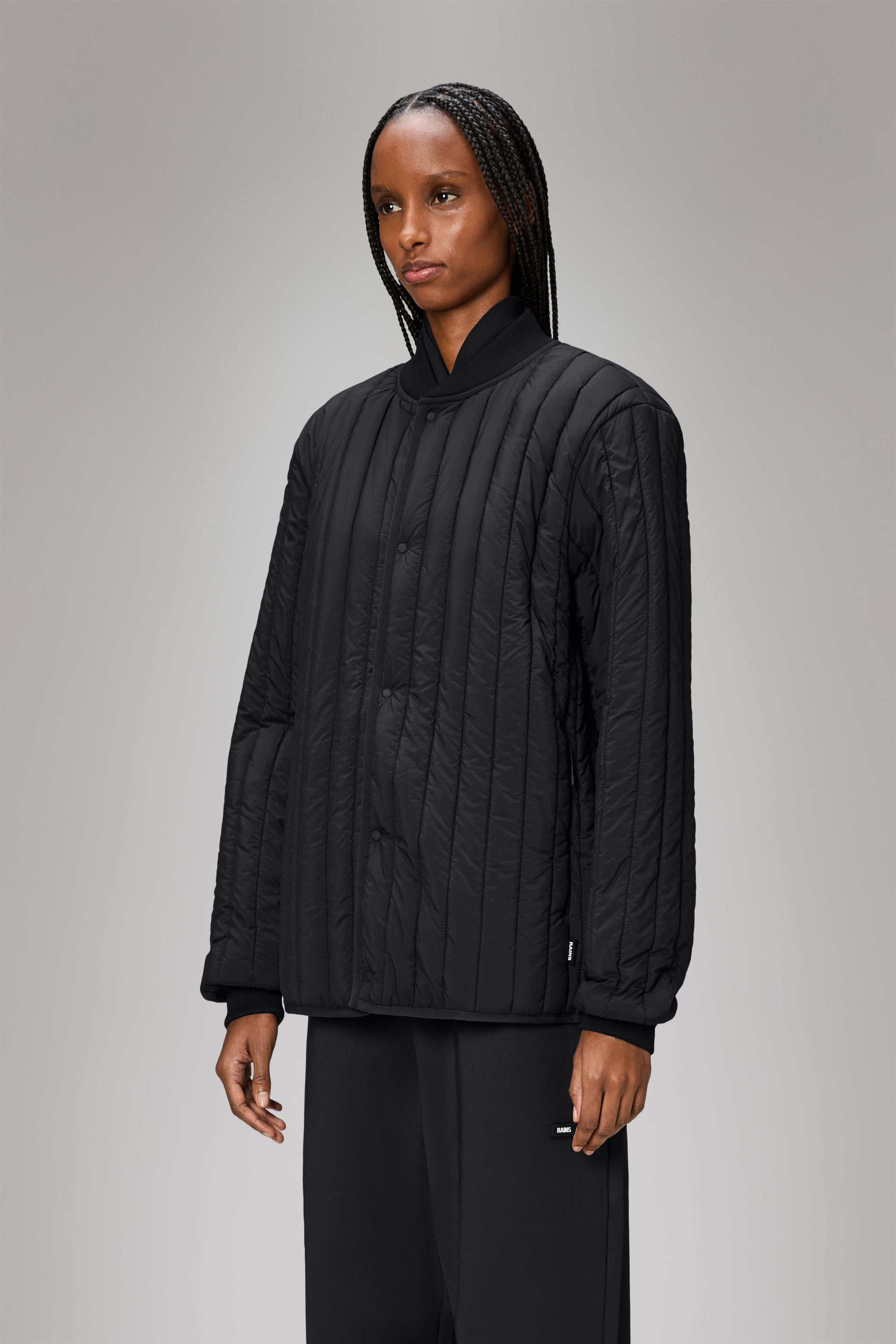 RAINS Banja Liner Bomber Jacket Black Overshirt