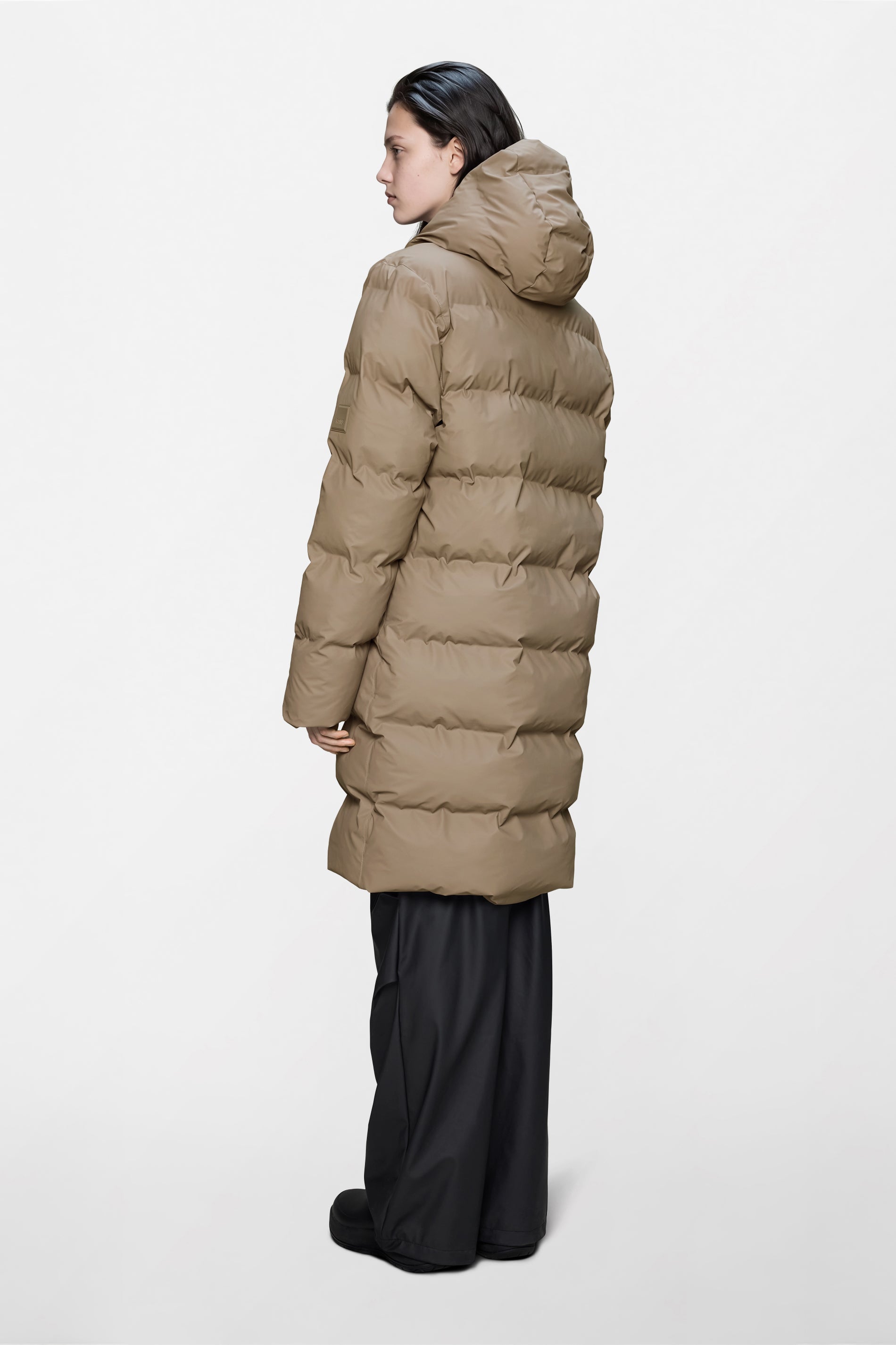 RAINS Alta Longer Puffer Jacket Beige Jacket