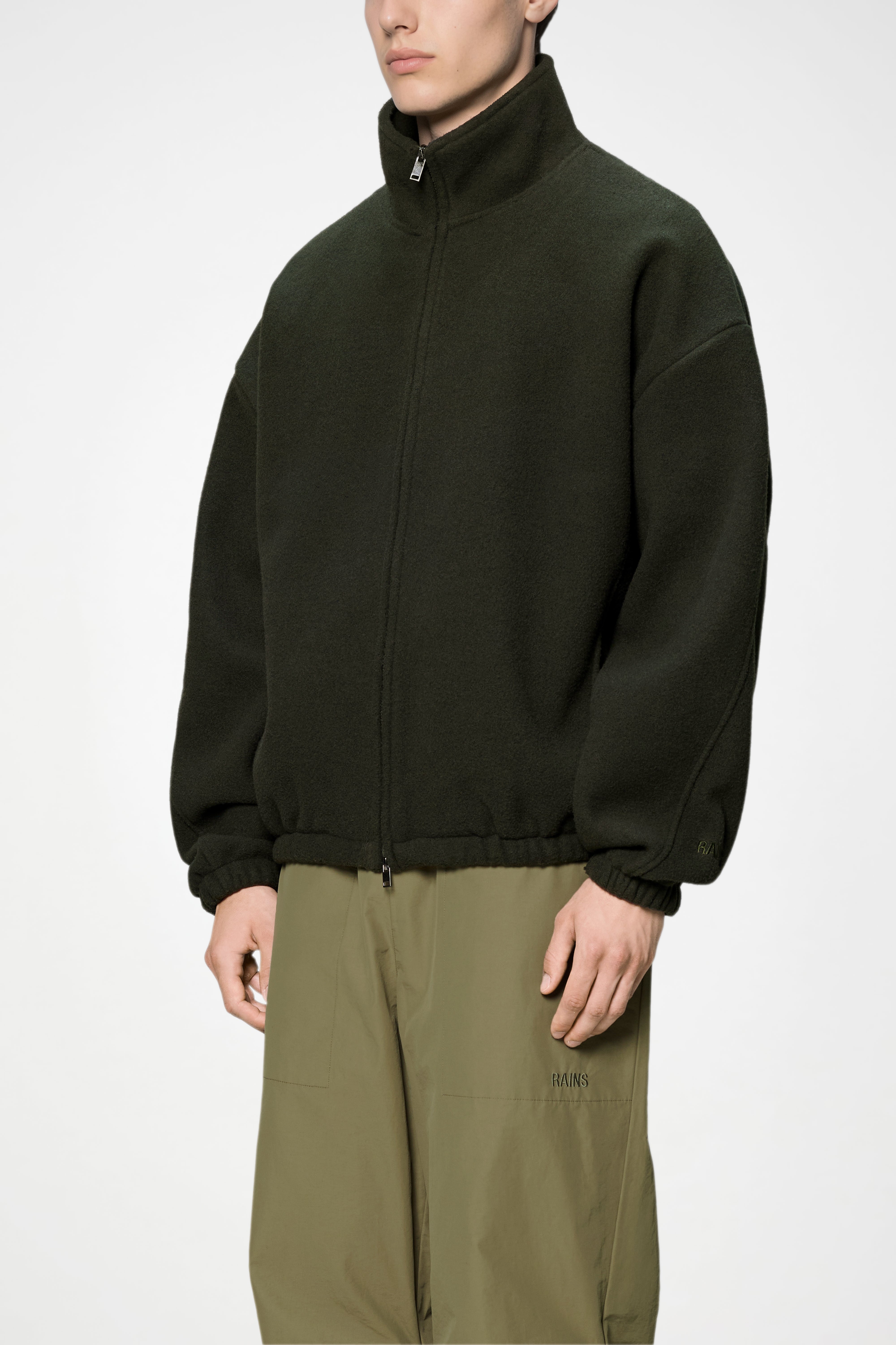 RAINS Fleece Zip Jacket Green Long Sleeve