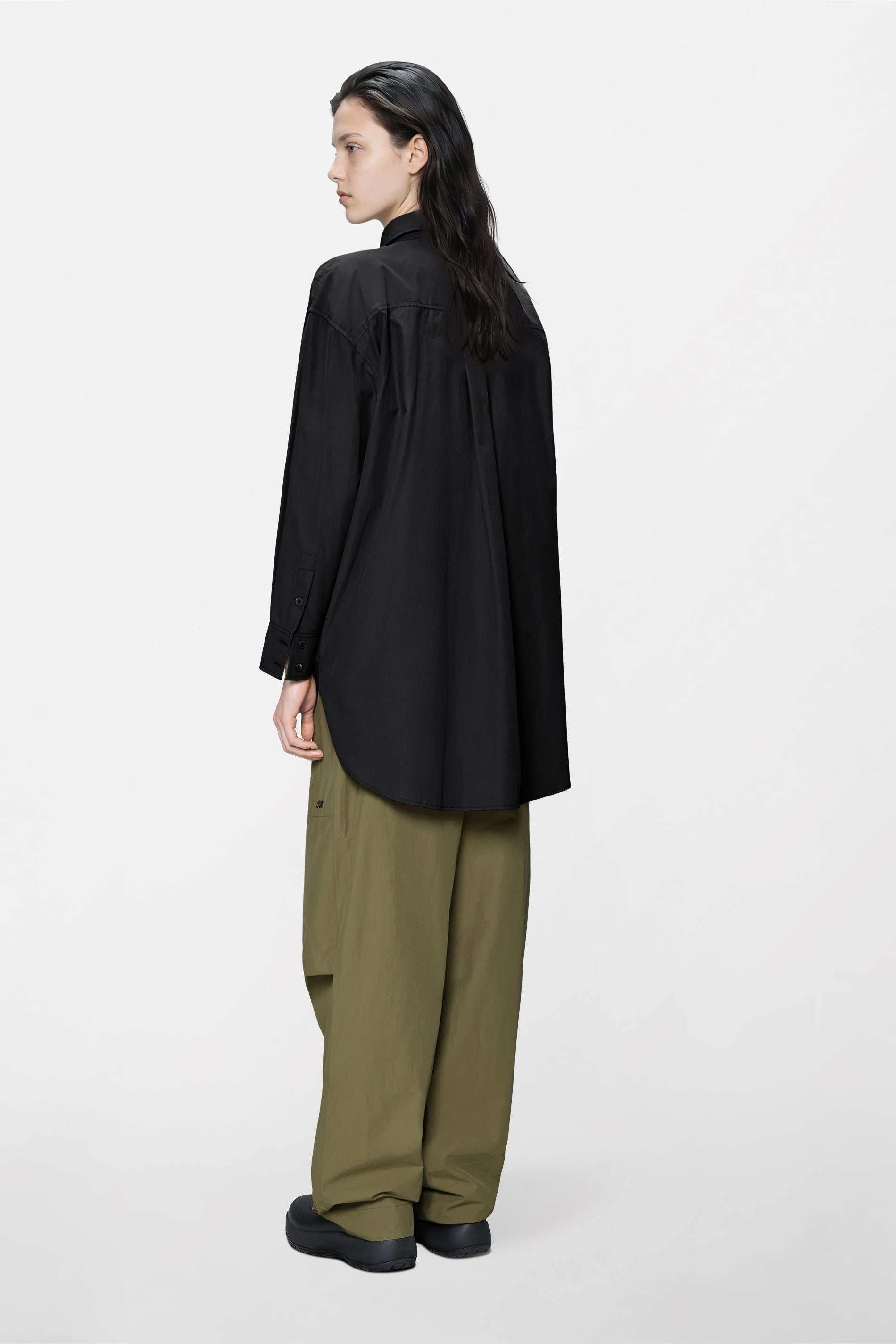 RAINS Light Woven Long Sleeve W Shirt Black Long Sleeve