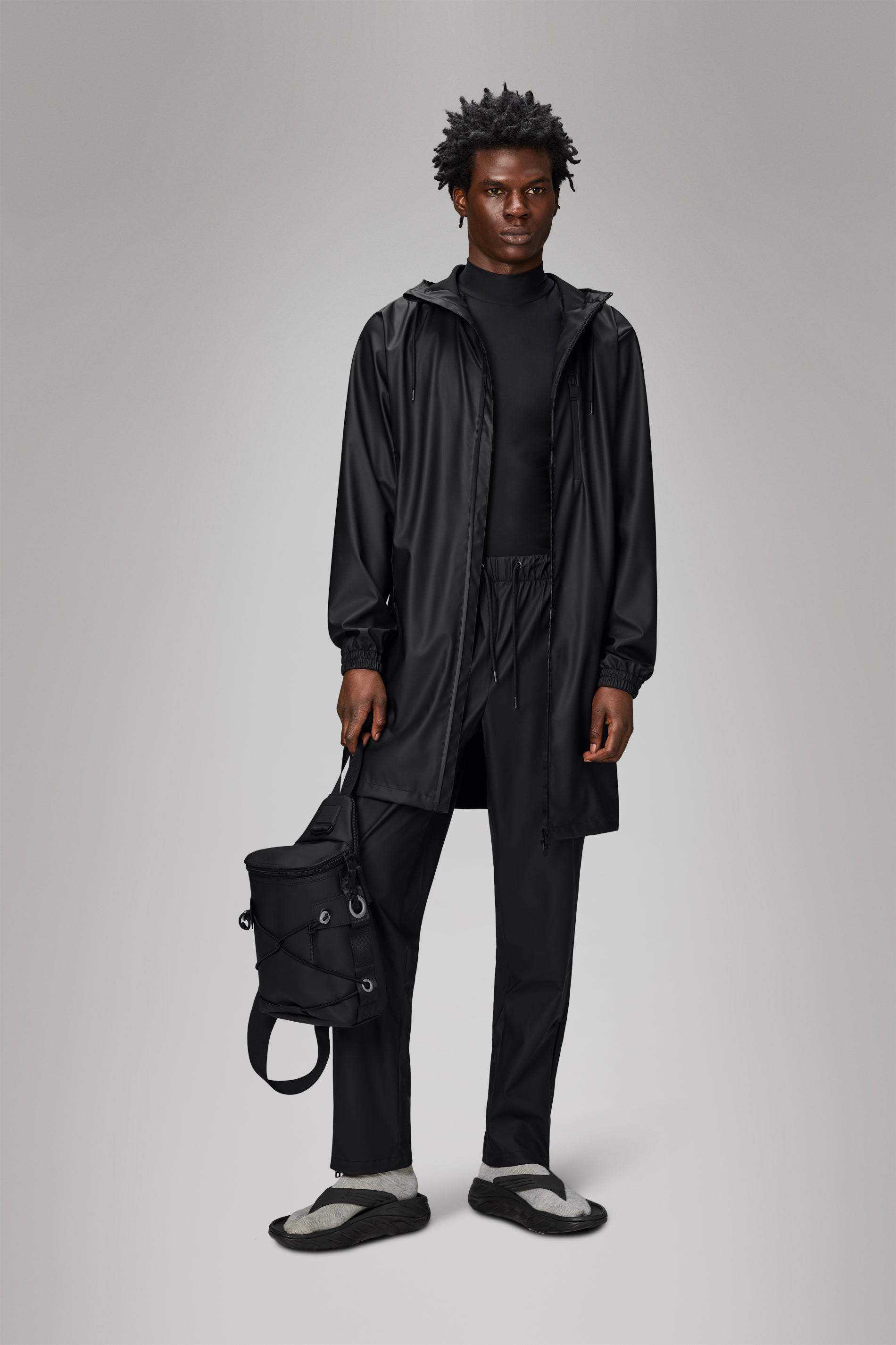 RAINS Long Storm Breaker Black Jacket