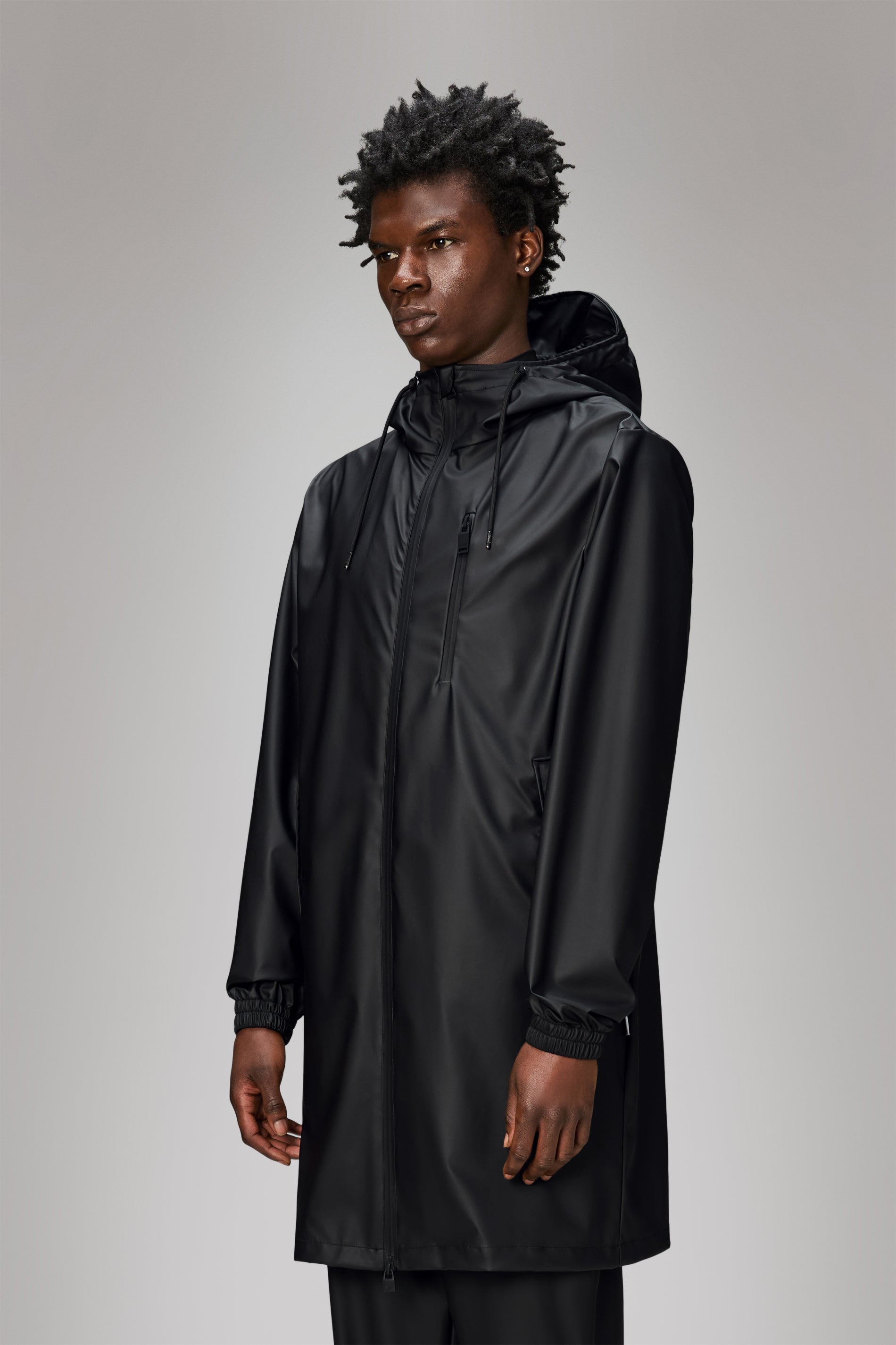 RAINS Long Storm Breaker Black Jacket