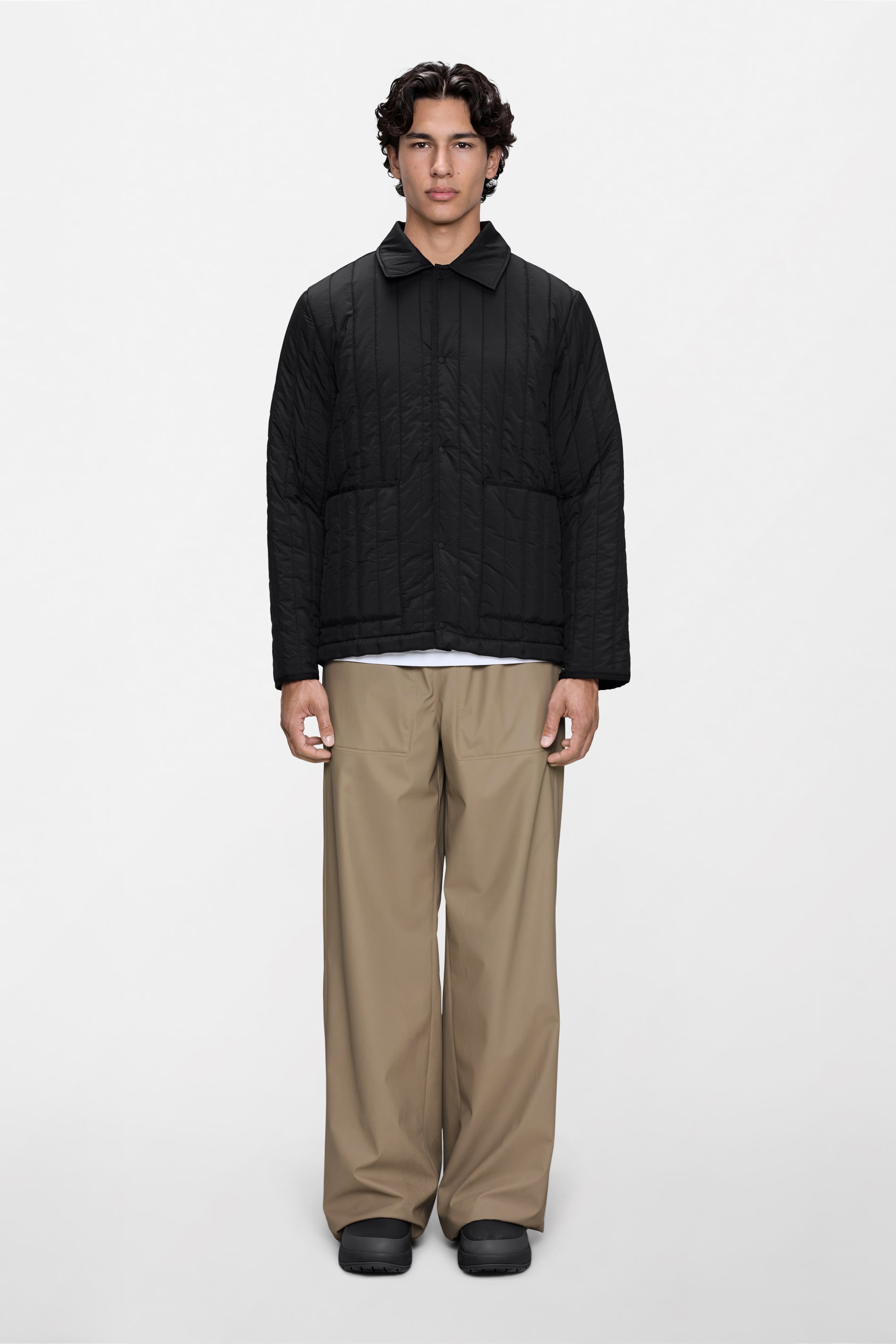 RAINS Banja Liner Overshirt Black Long Sleeve