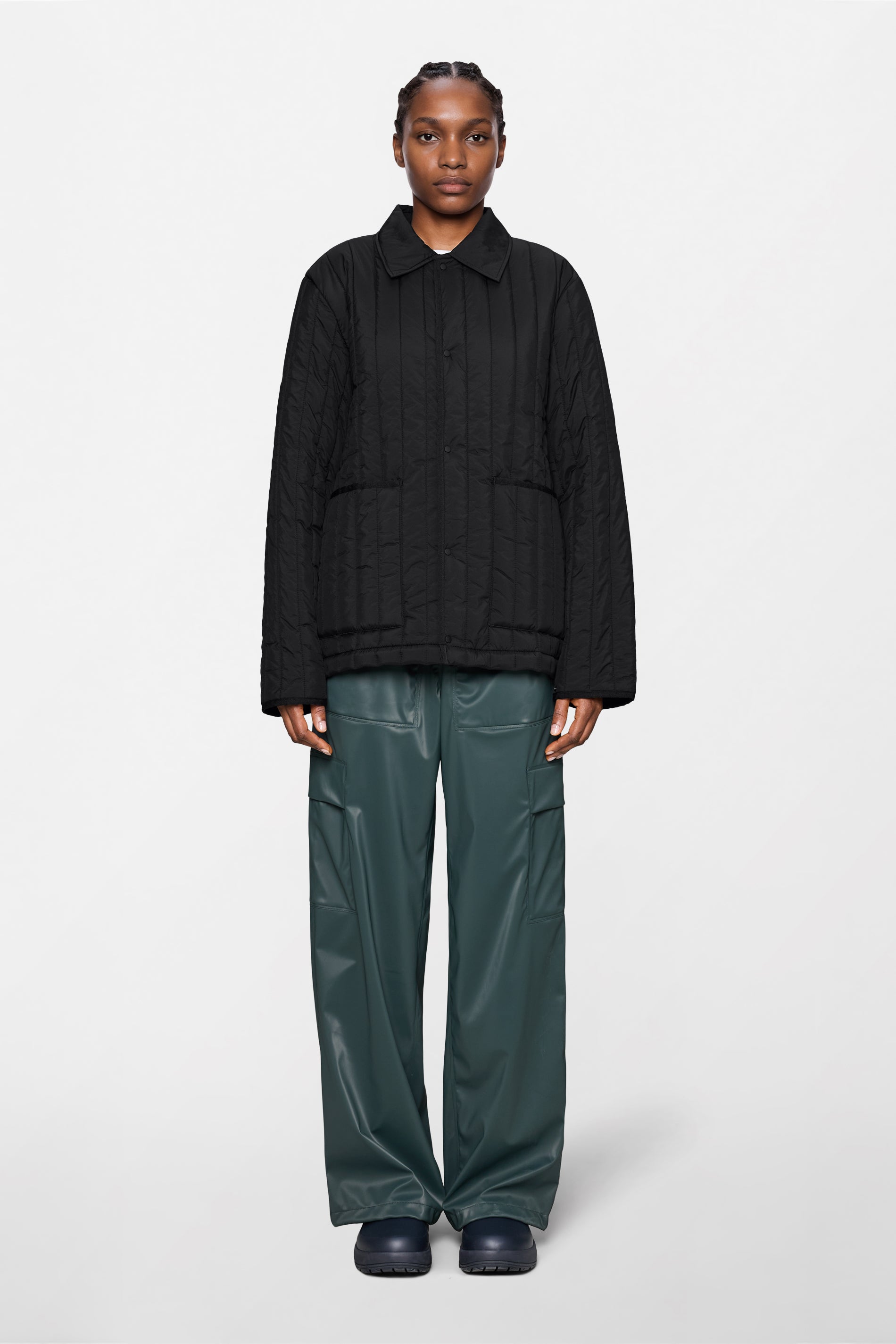 RAINS Banja Liner Overshirt Black Long Sleeve