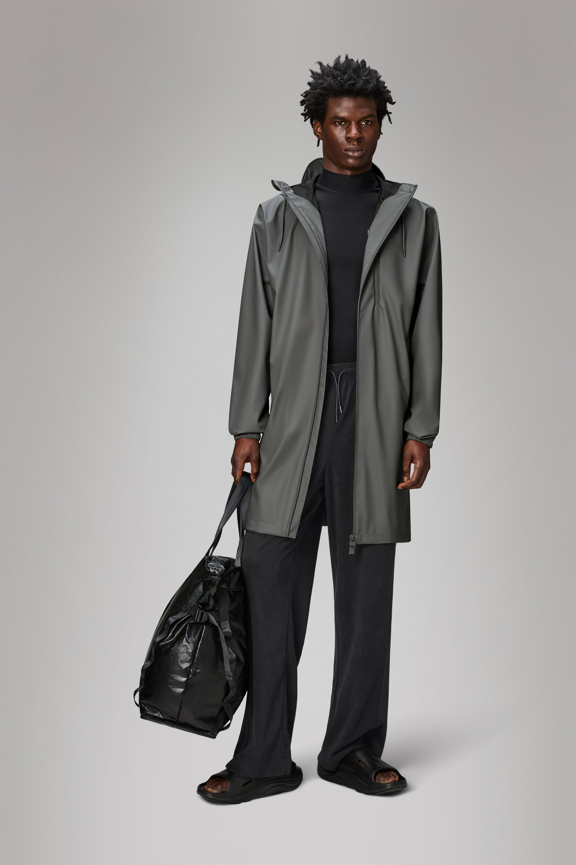 RAINS Long Storm Breaker Grey Jacket