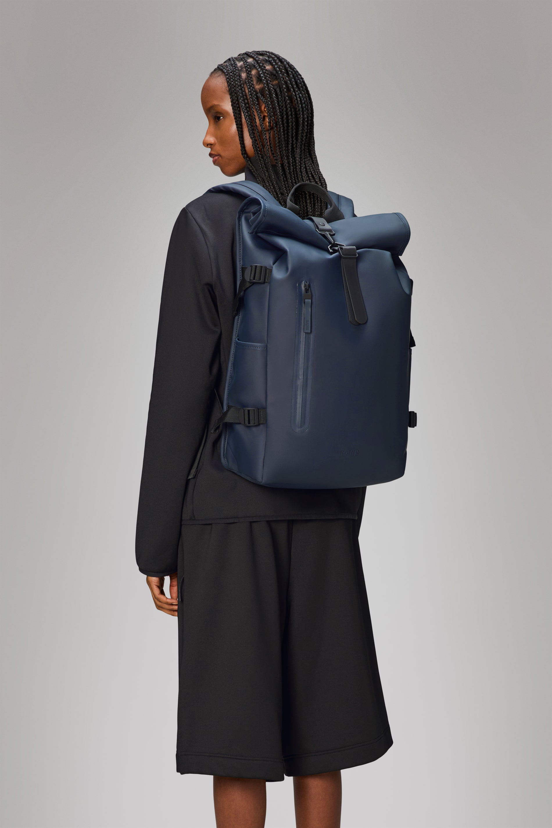RAINS Rolltop Rucksack Large Navy Backpack
