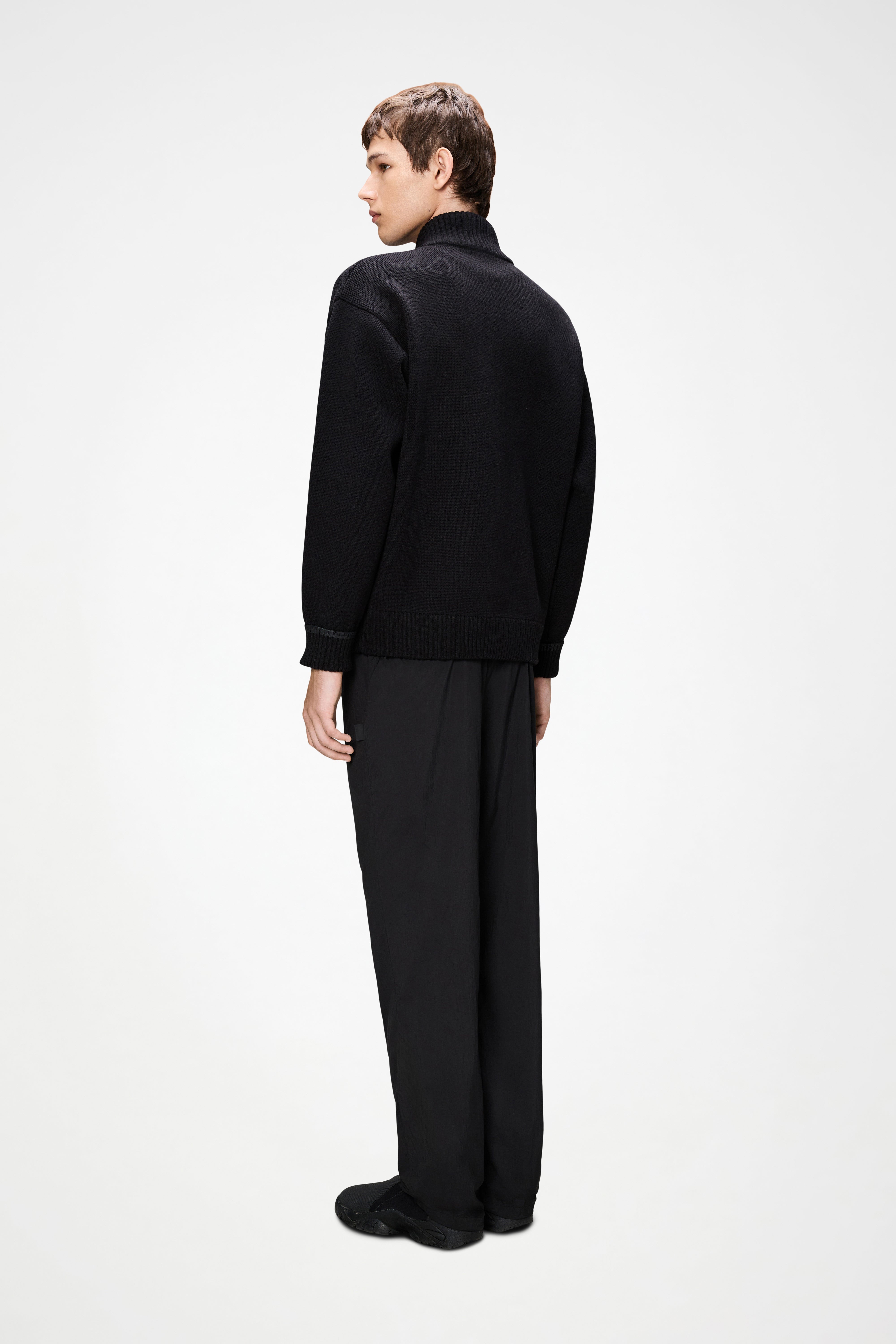 RAINS Sowa Knit Zip Cardigan Black Long Sleeve