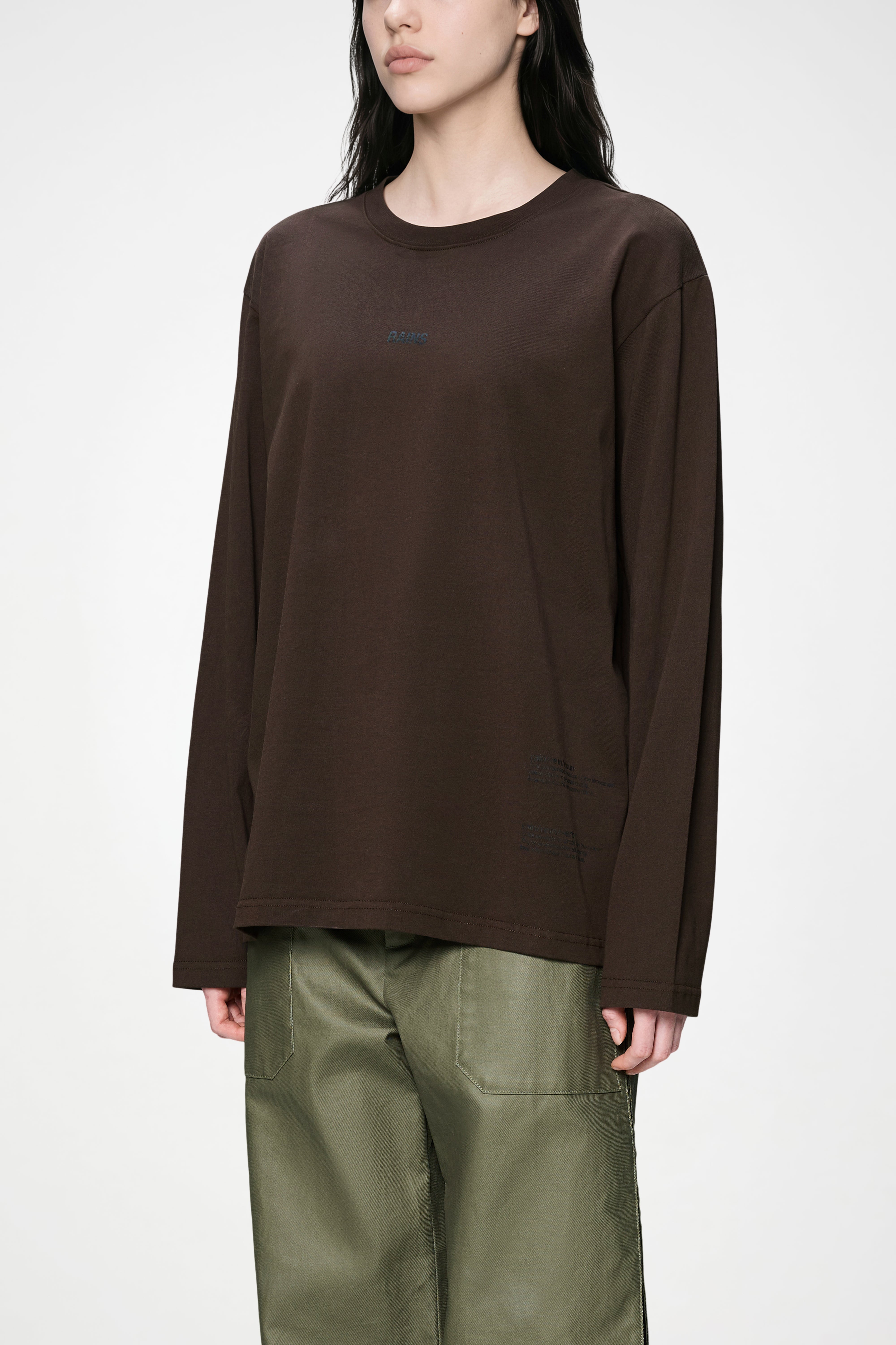 RAINS Classic Long Sleeve T-shirt Rains Bark Long Sleeve