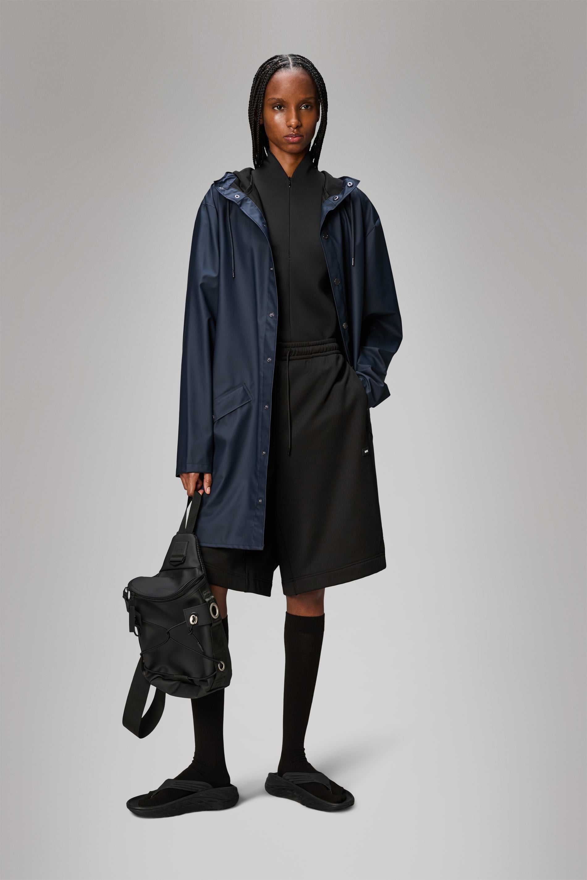 RAINS Long Jacket Navy Jacket