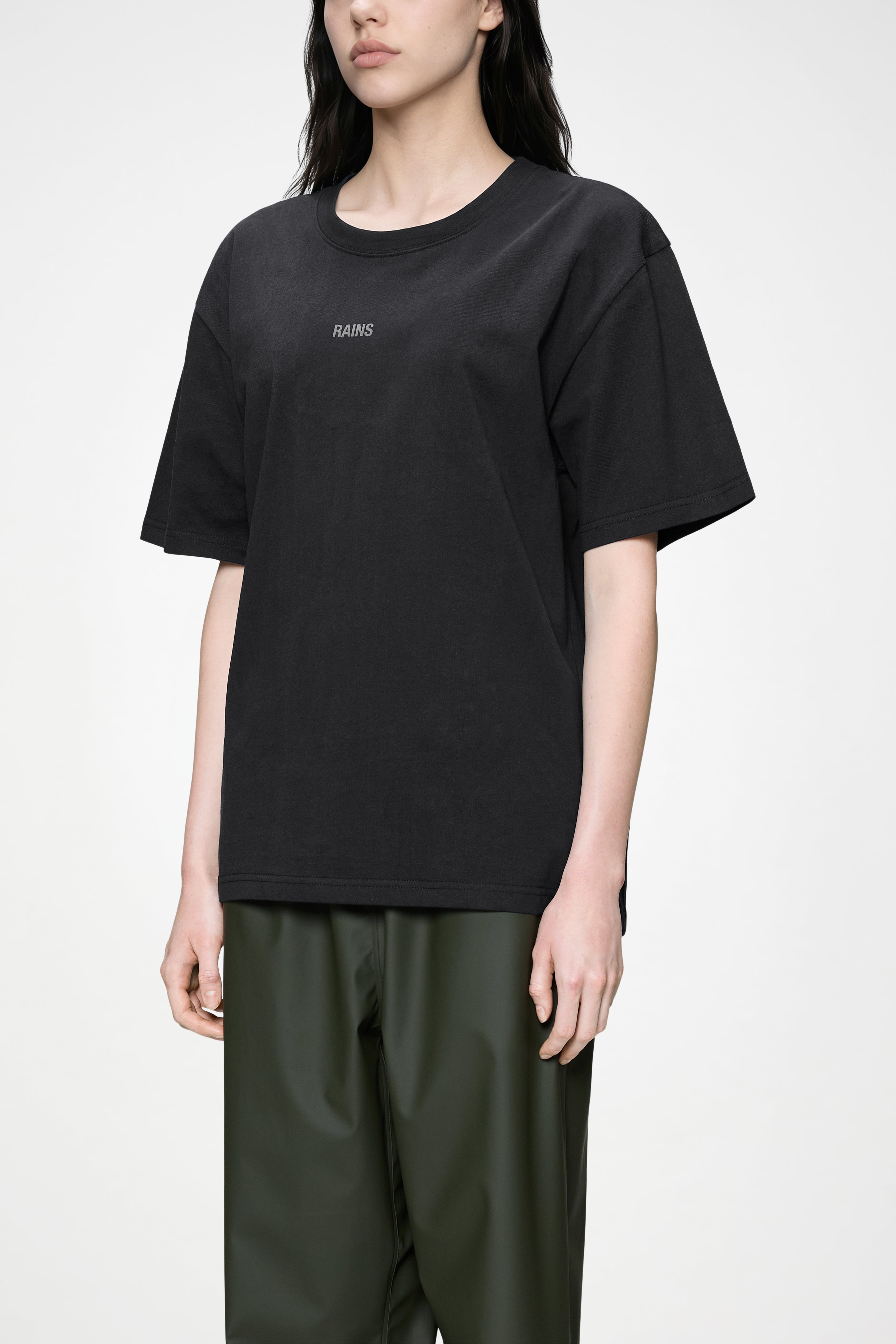 RAINS Classic T-shirt Rains Black Short Sleeve
