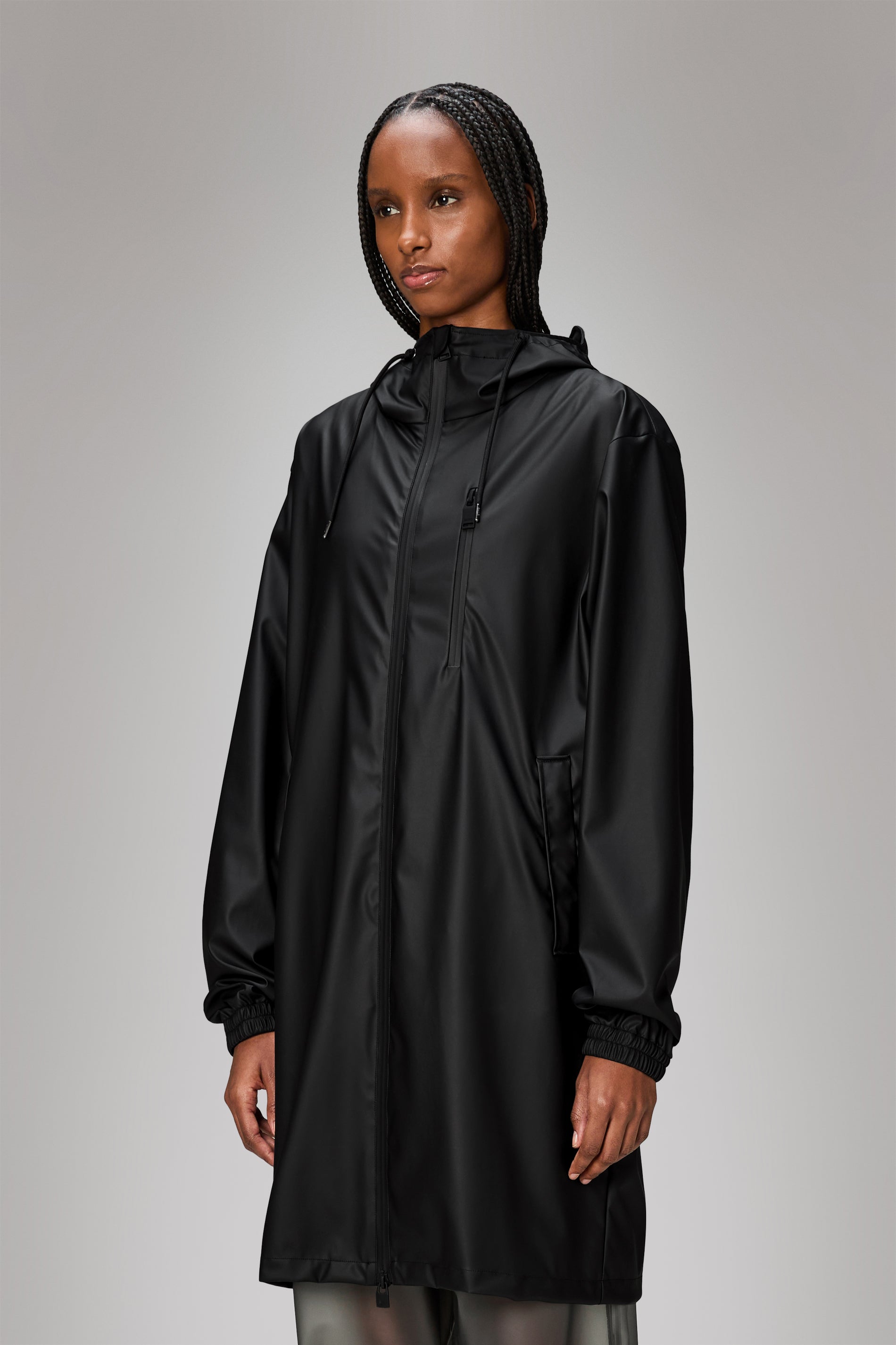 RAINS Long Storm Breaker Black Jacket