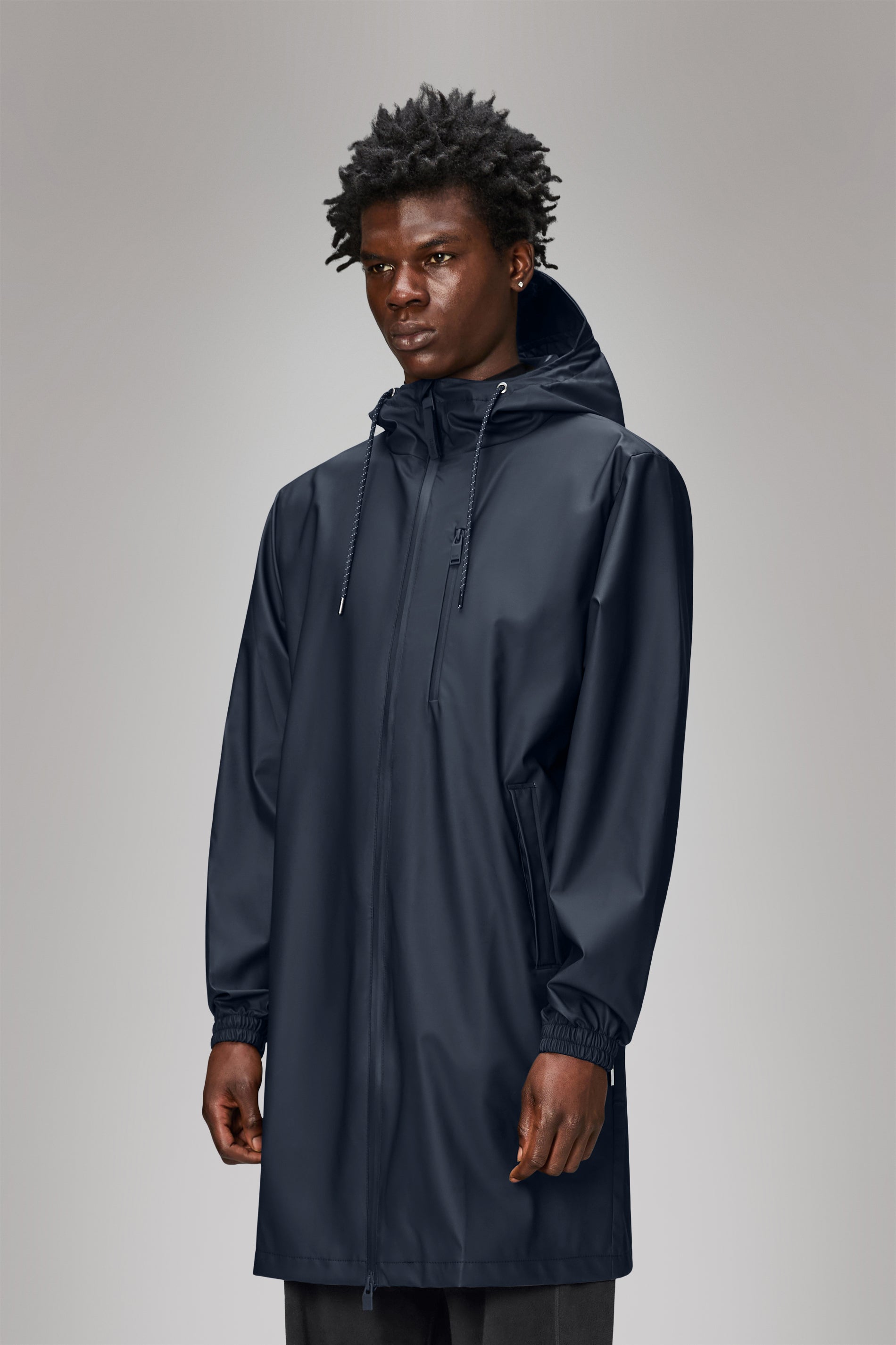 RAINS Long Storm Breaker Navy Jacket