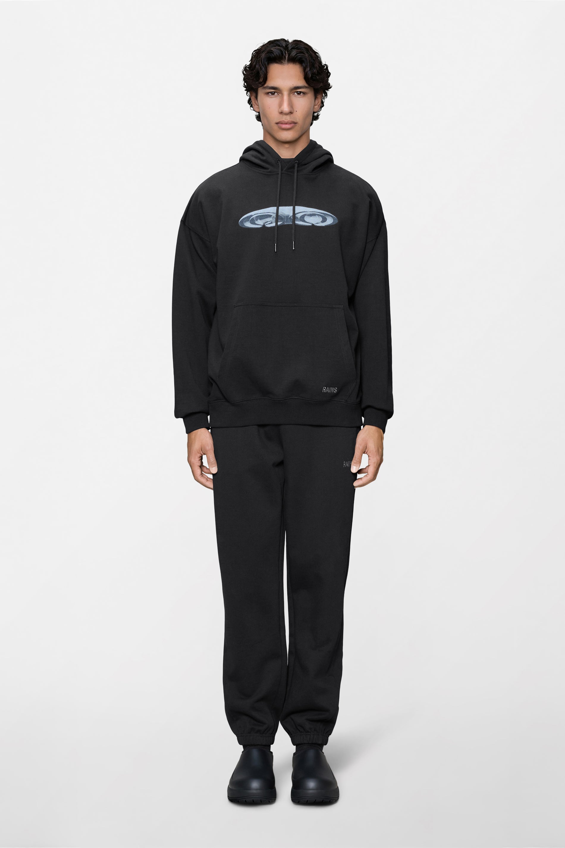 RAINS Classic Hoodie Splash 3D Black Hoodie