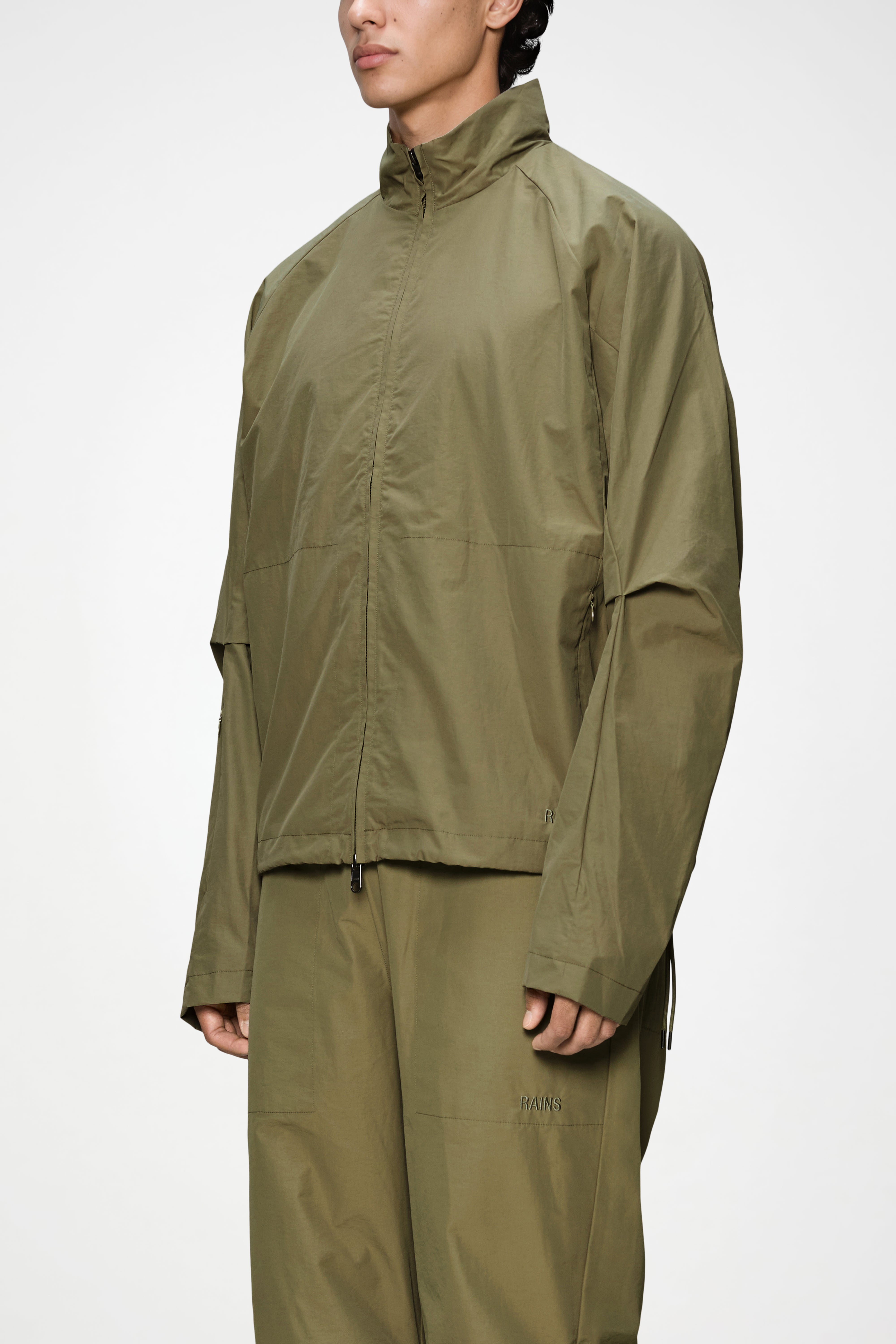 RAINS Light Woven Track Top Moss Jacket