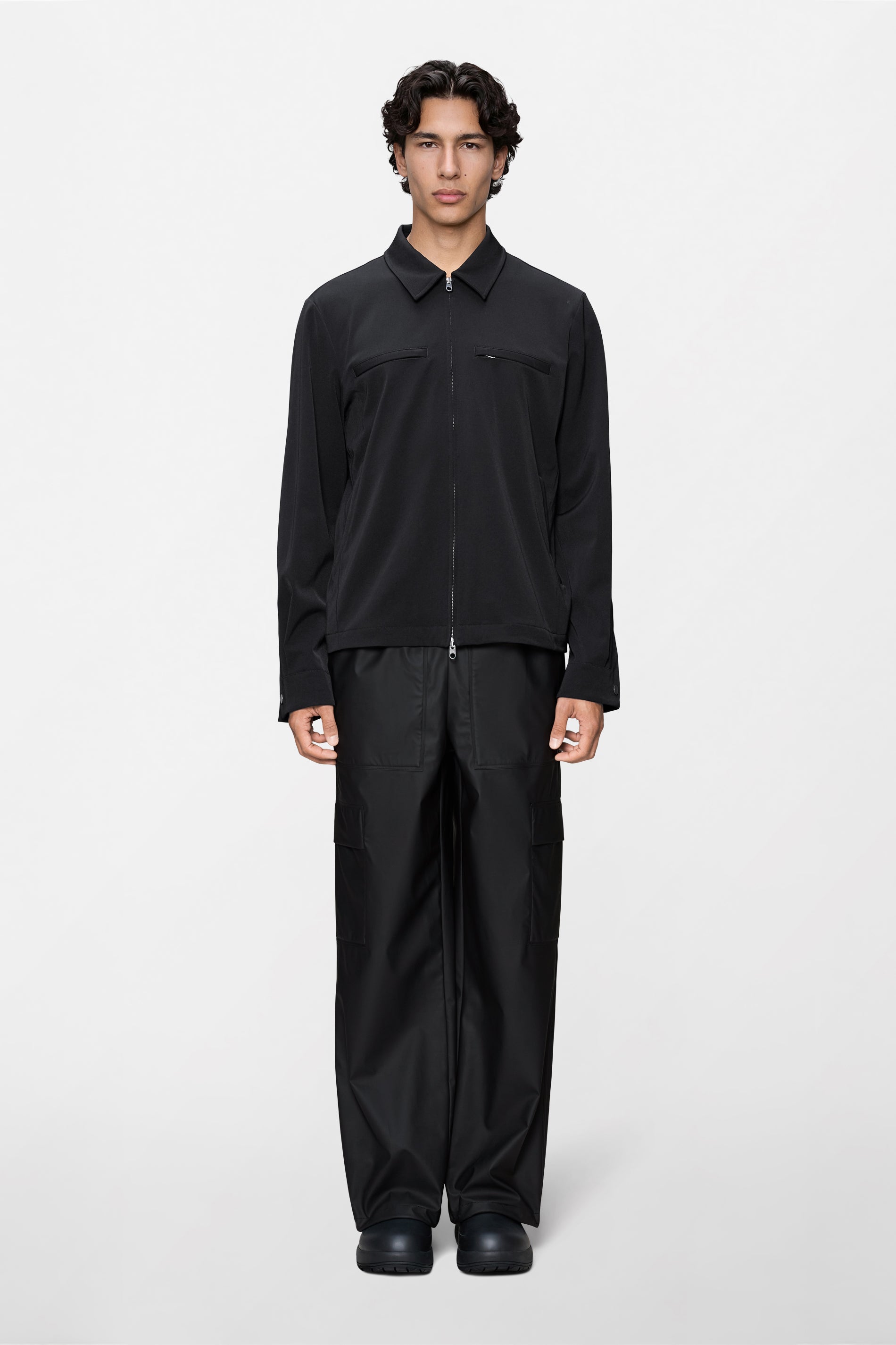 RAINS Tech Woven Overshirt Black Long Sleeve