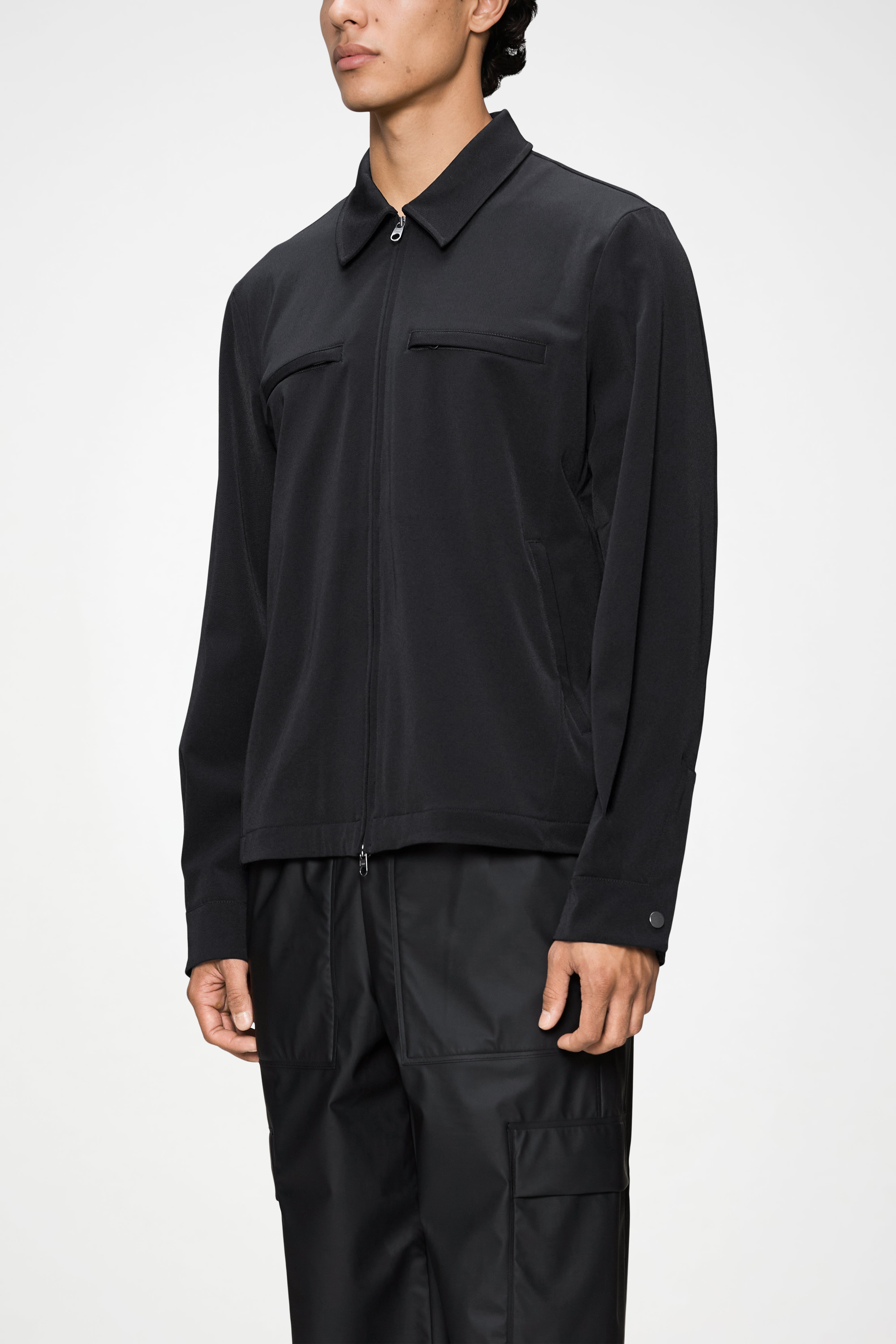 RAINS Tech Woven Overshirt Black Long Sleeve