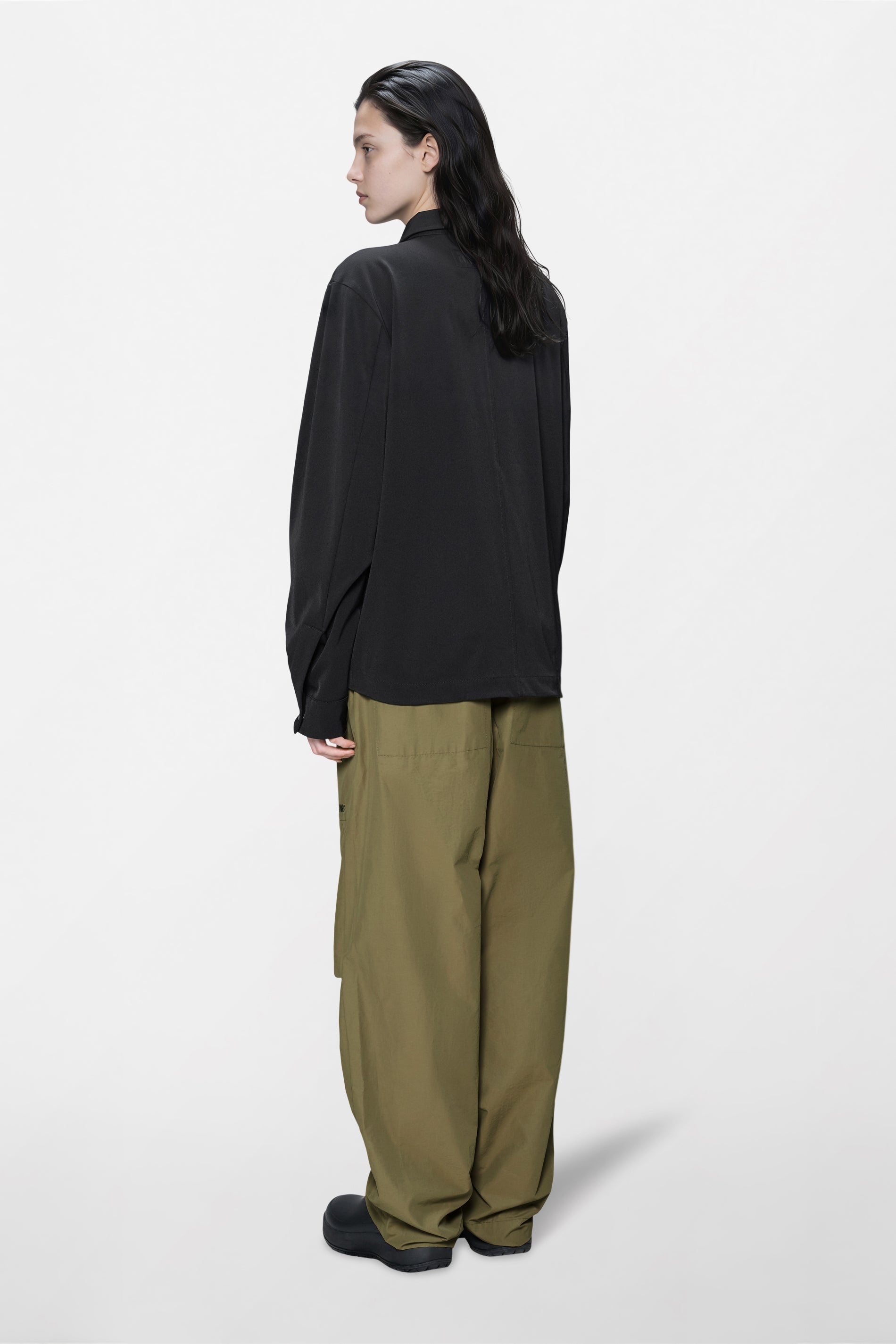 RAINS Tech Woven Overshirt Black Long Sleeve