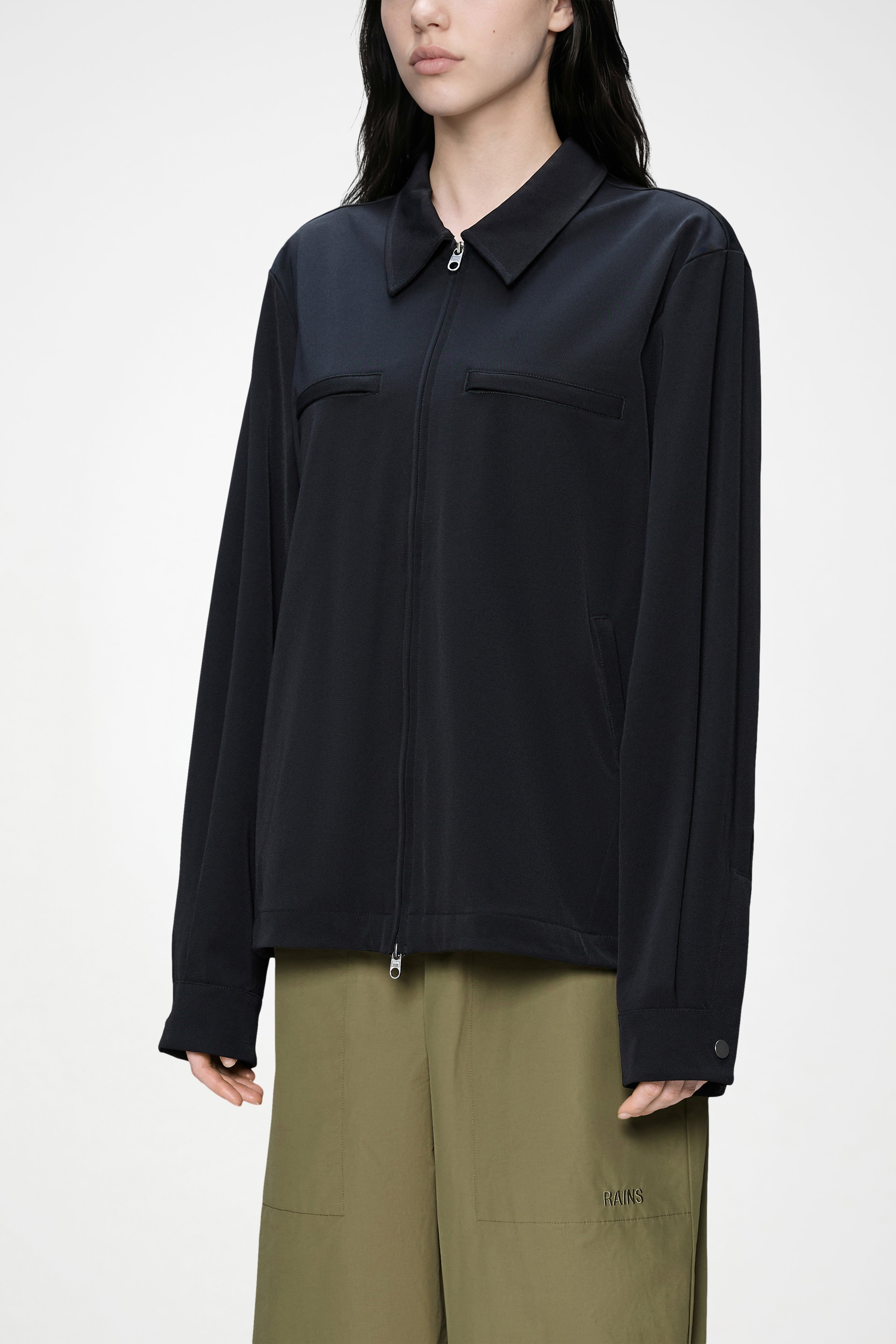 RAINS Tech Woven Overshirt Black Long Sleeve
