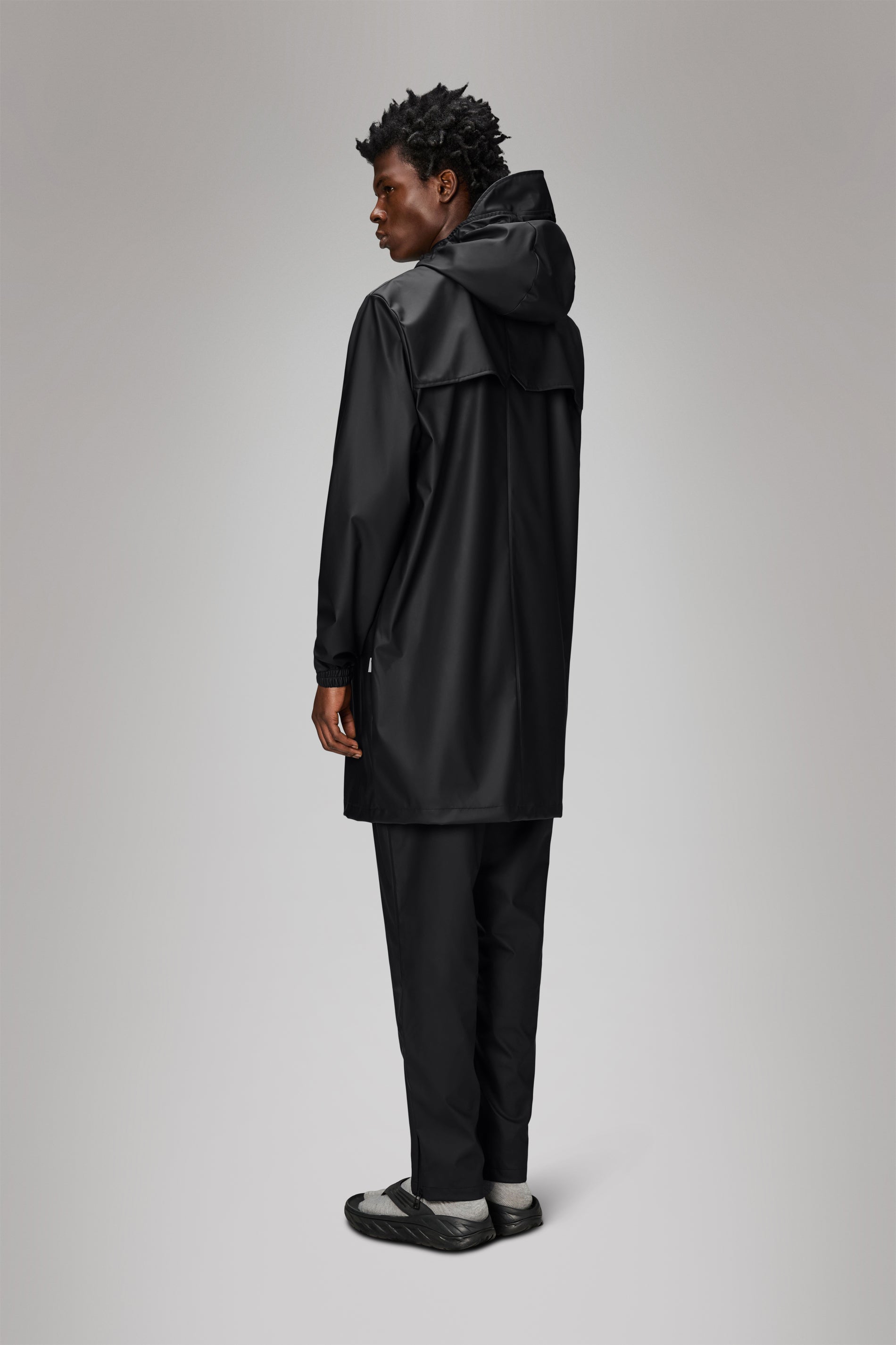 RAINS Long Storm Breaker Black Jacket