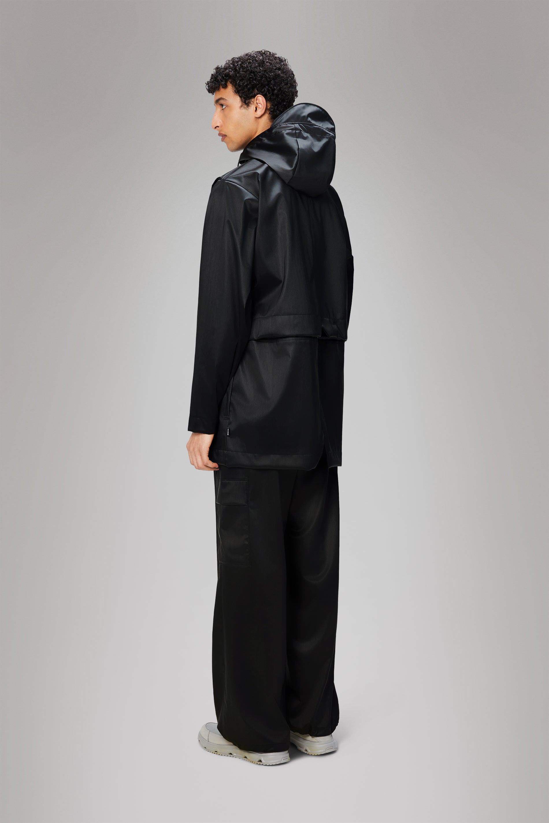 RAINS Bold Long Jacket Black Grain Jacket